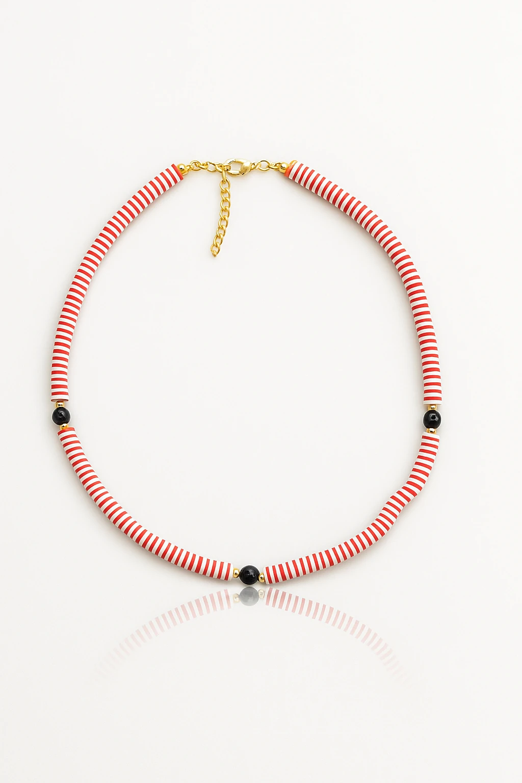 Candy Stripe – Kırmızı Beyaz Çizgili El Yapımı Kolye