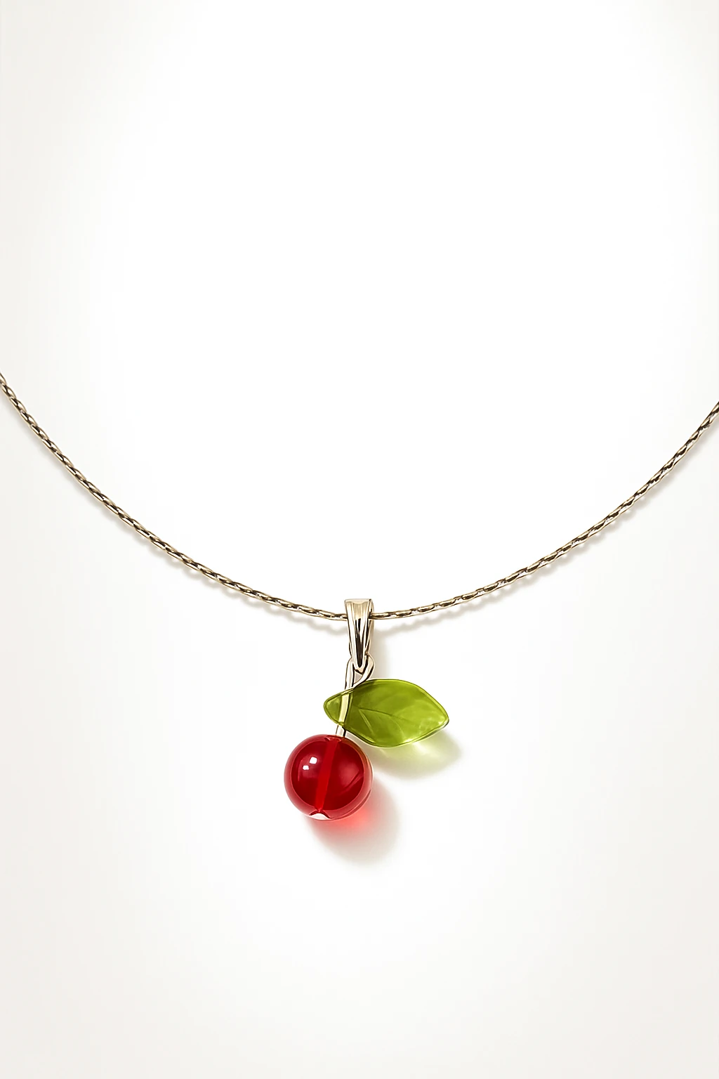 Kırmızı Işıltı Kiraz Kolye - Özel Cam Boncuklu