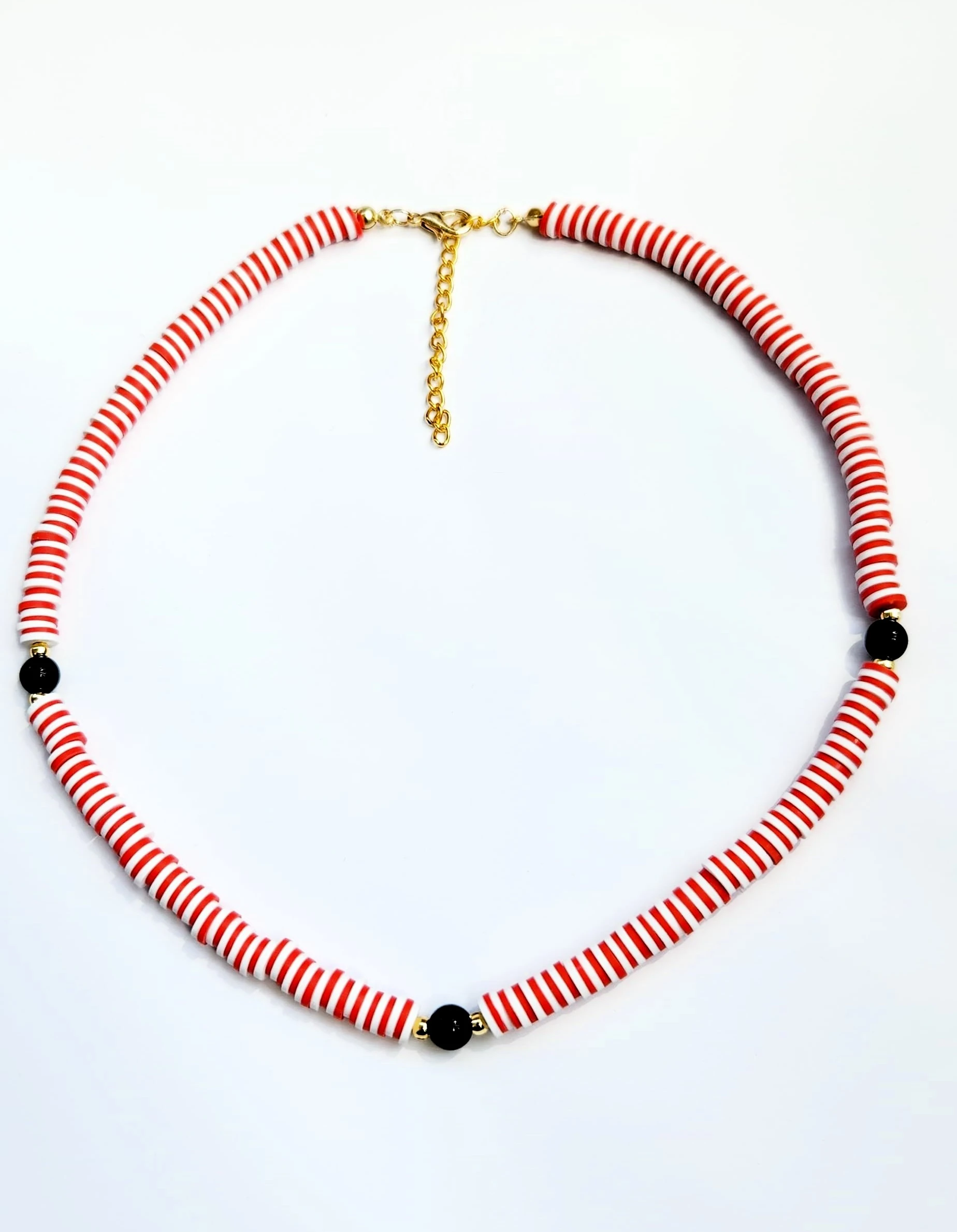 Candy Stripe – Kırmızı Beyaz Çizgili El Yapımı Kolye