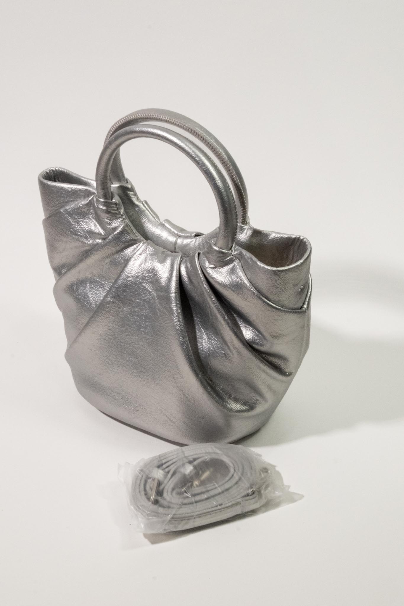 Metalik Saplı Oval Çanta