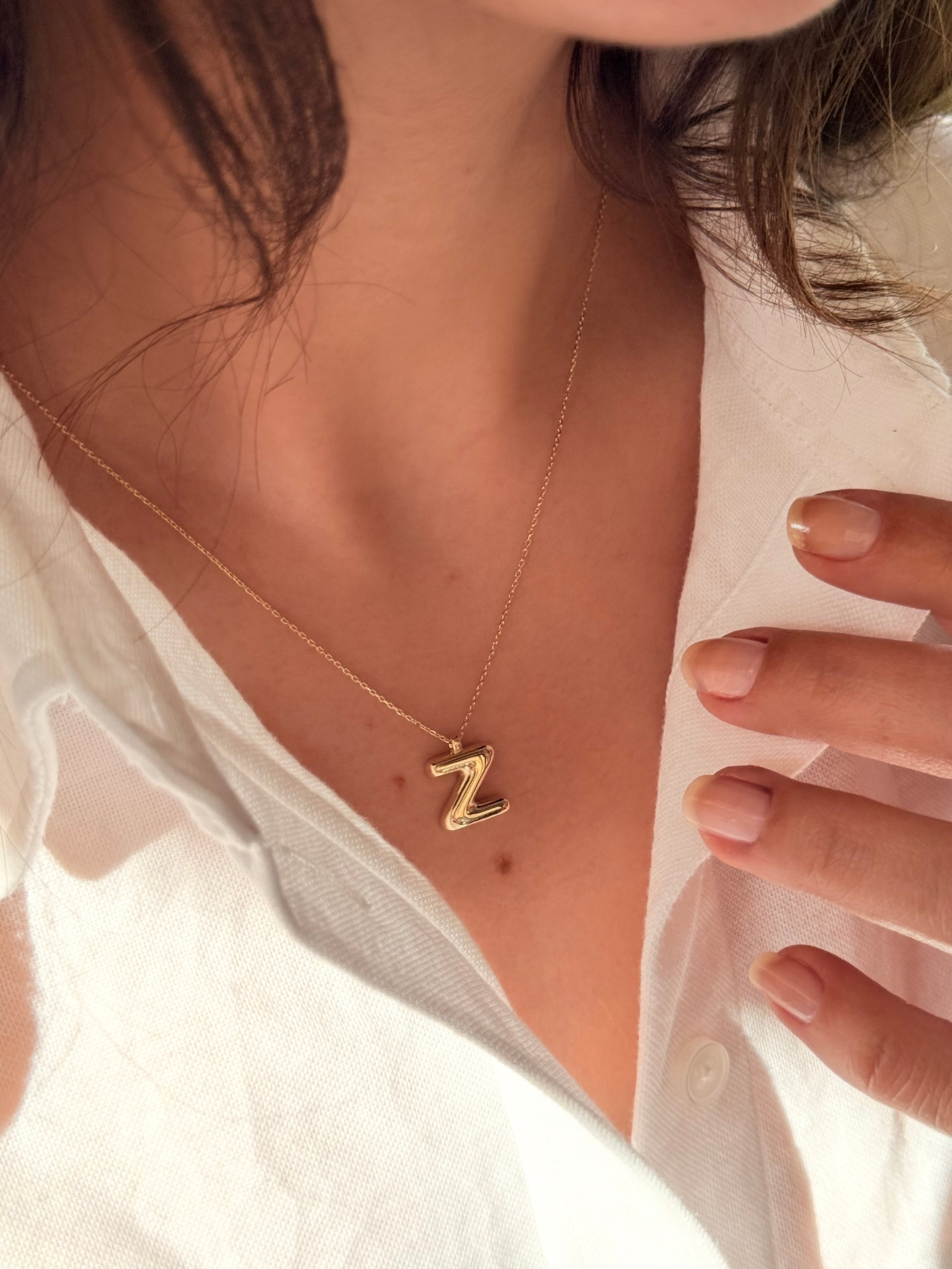 "Z" Balon Harf Altın Kolye