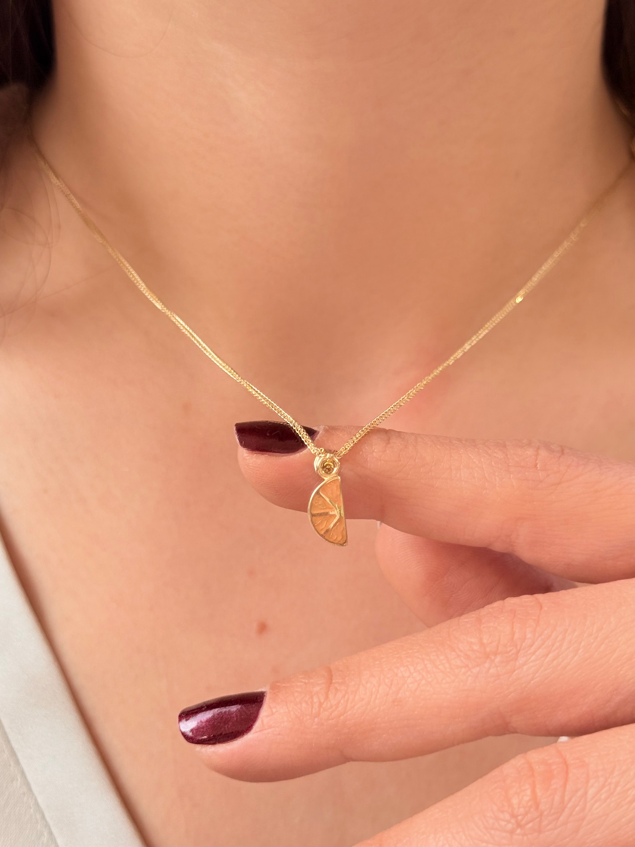 Minimal Altın Portakal Kolye Ucu