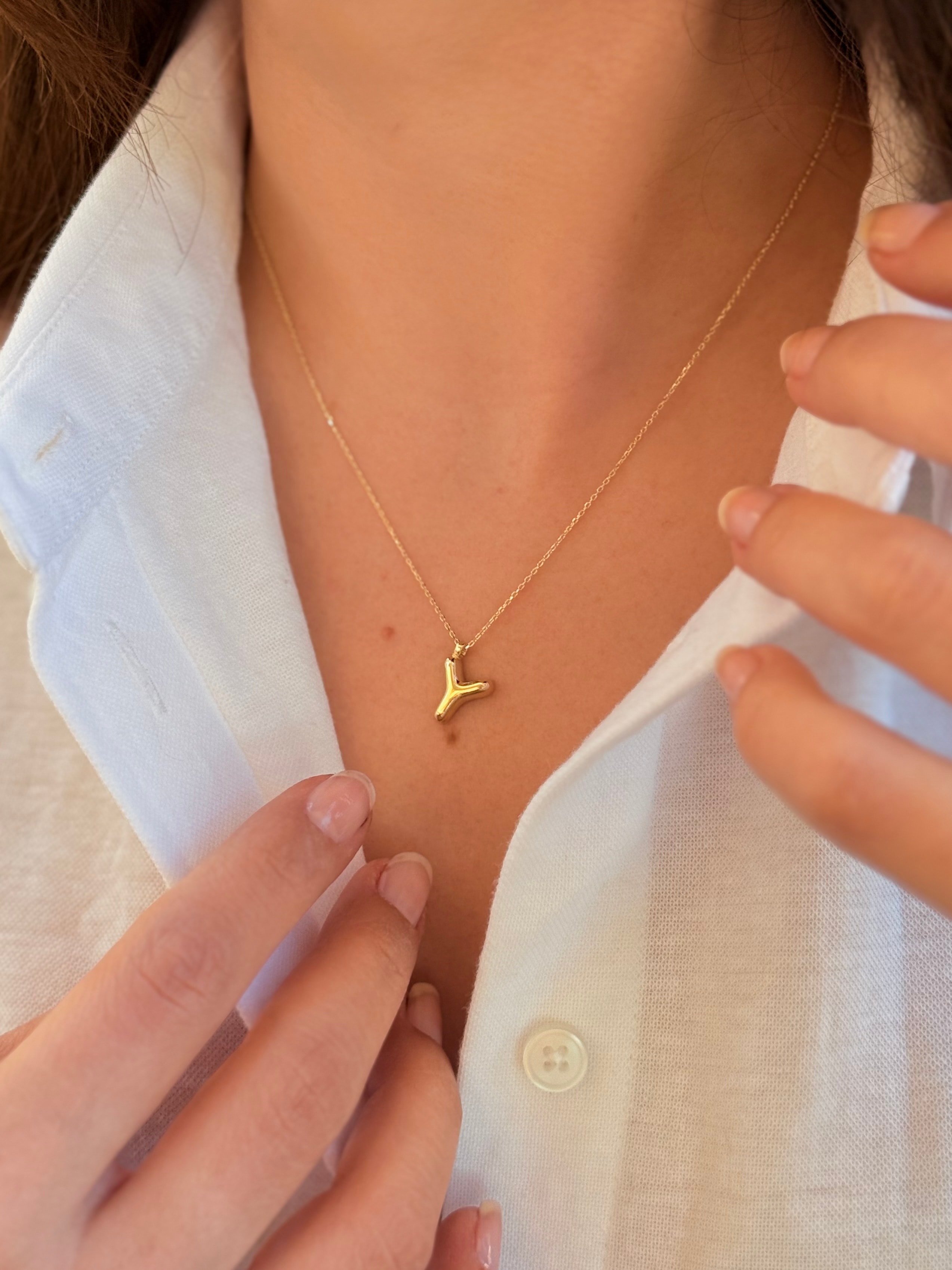 "Y" Balon Harf Altın Kolye