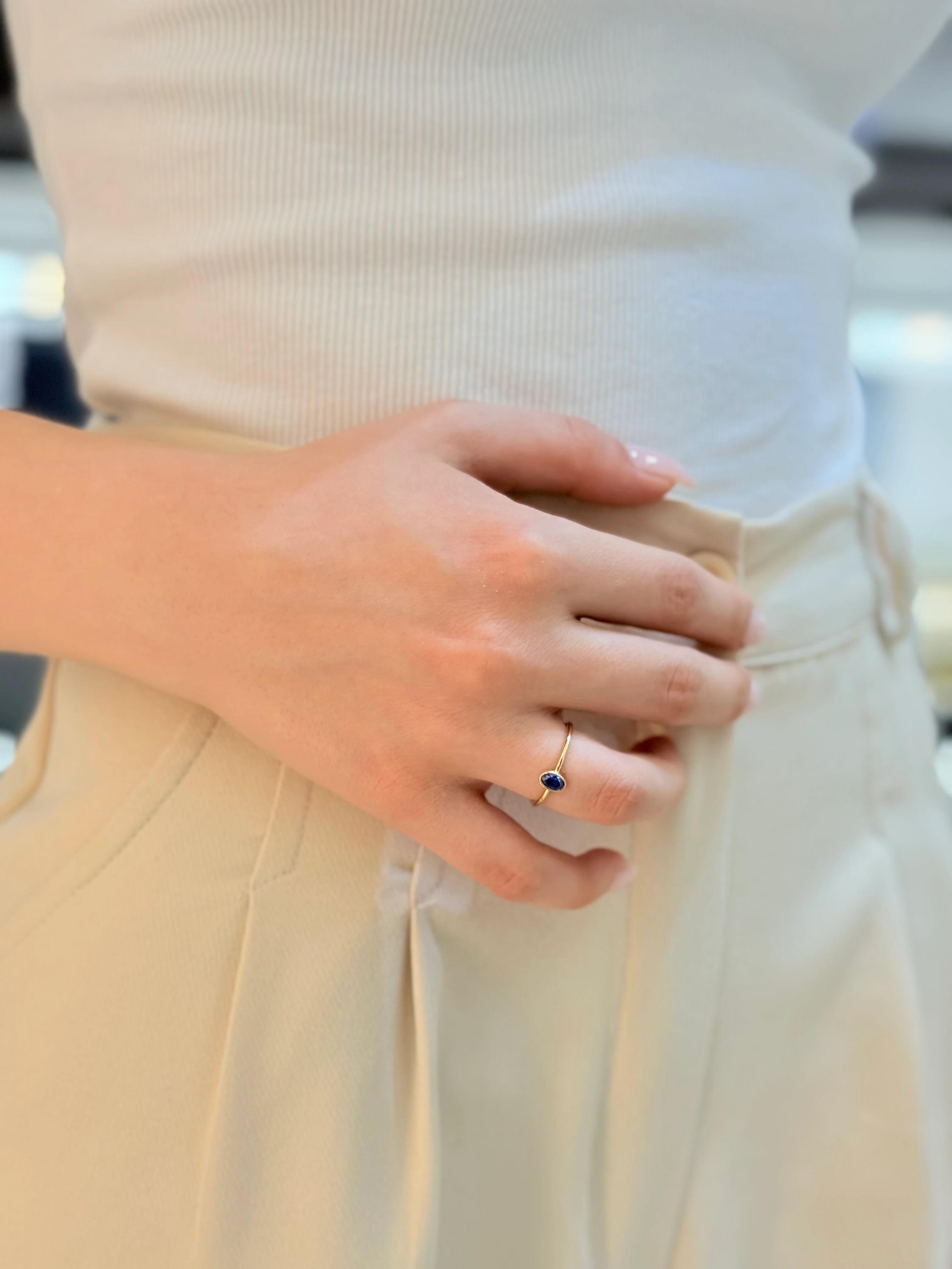 Naia Altın Yüzük - Lacivert