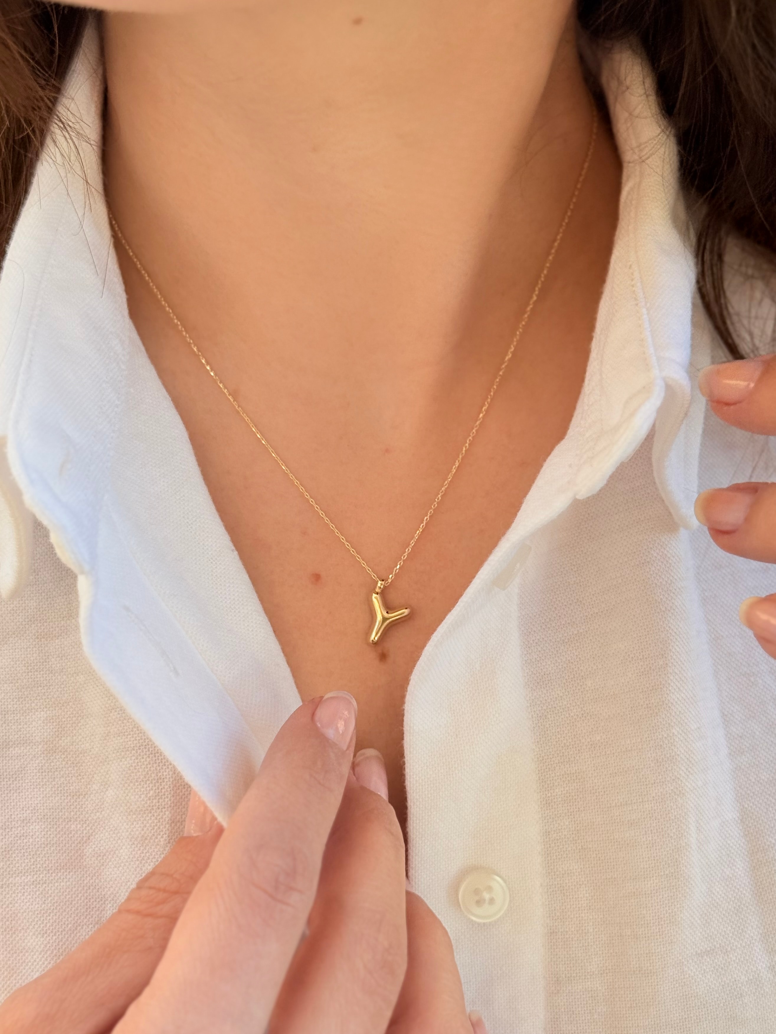 "Y" Balon Harf Altın Kolye