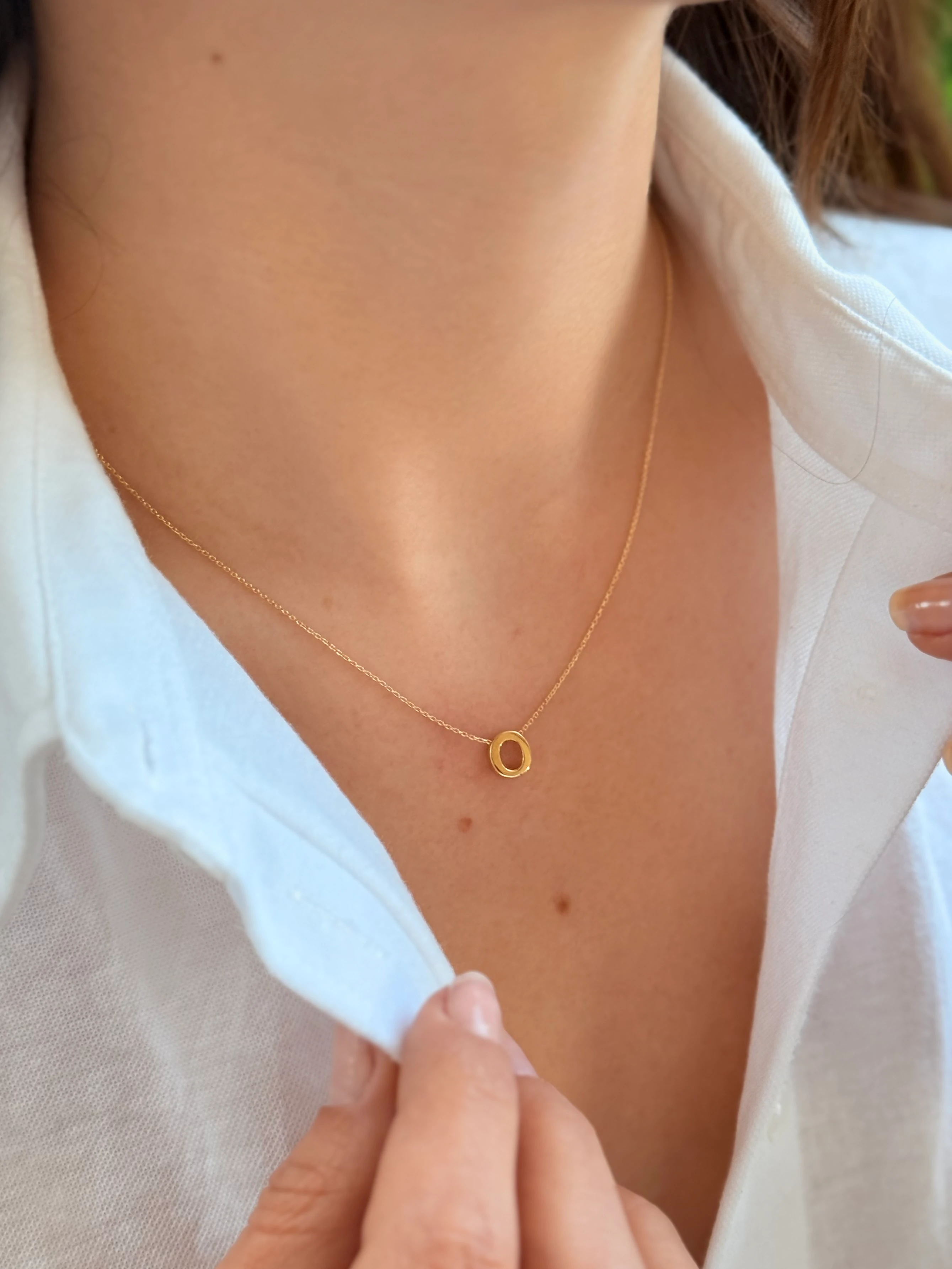 "O" Minimal Harfli Altın Kolye