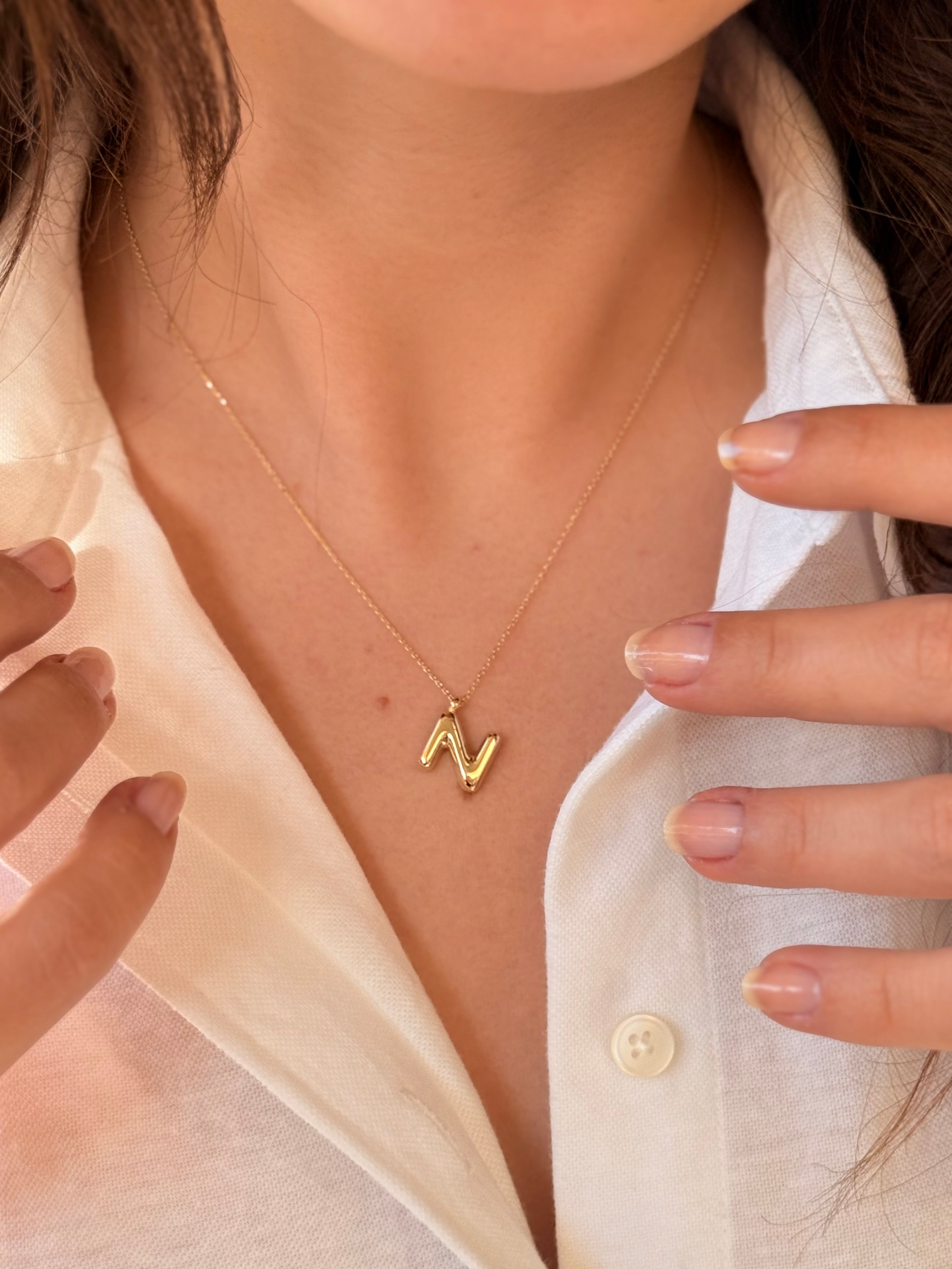 "N" Balon Harf Altın Kolye