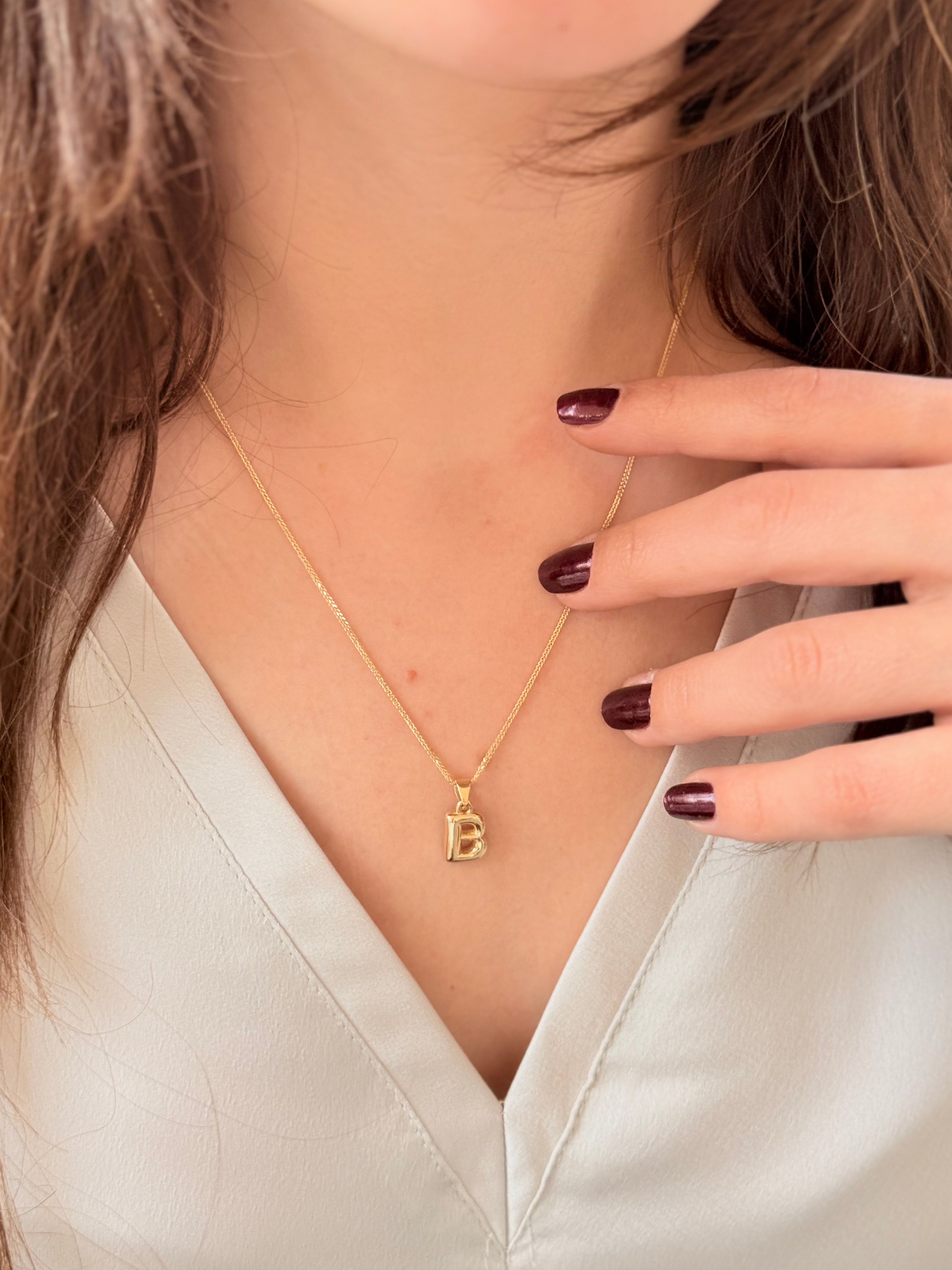 "B" Balon Harf Altın Kolye Ucu