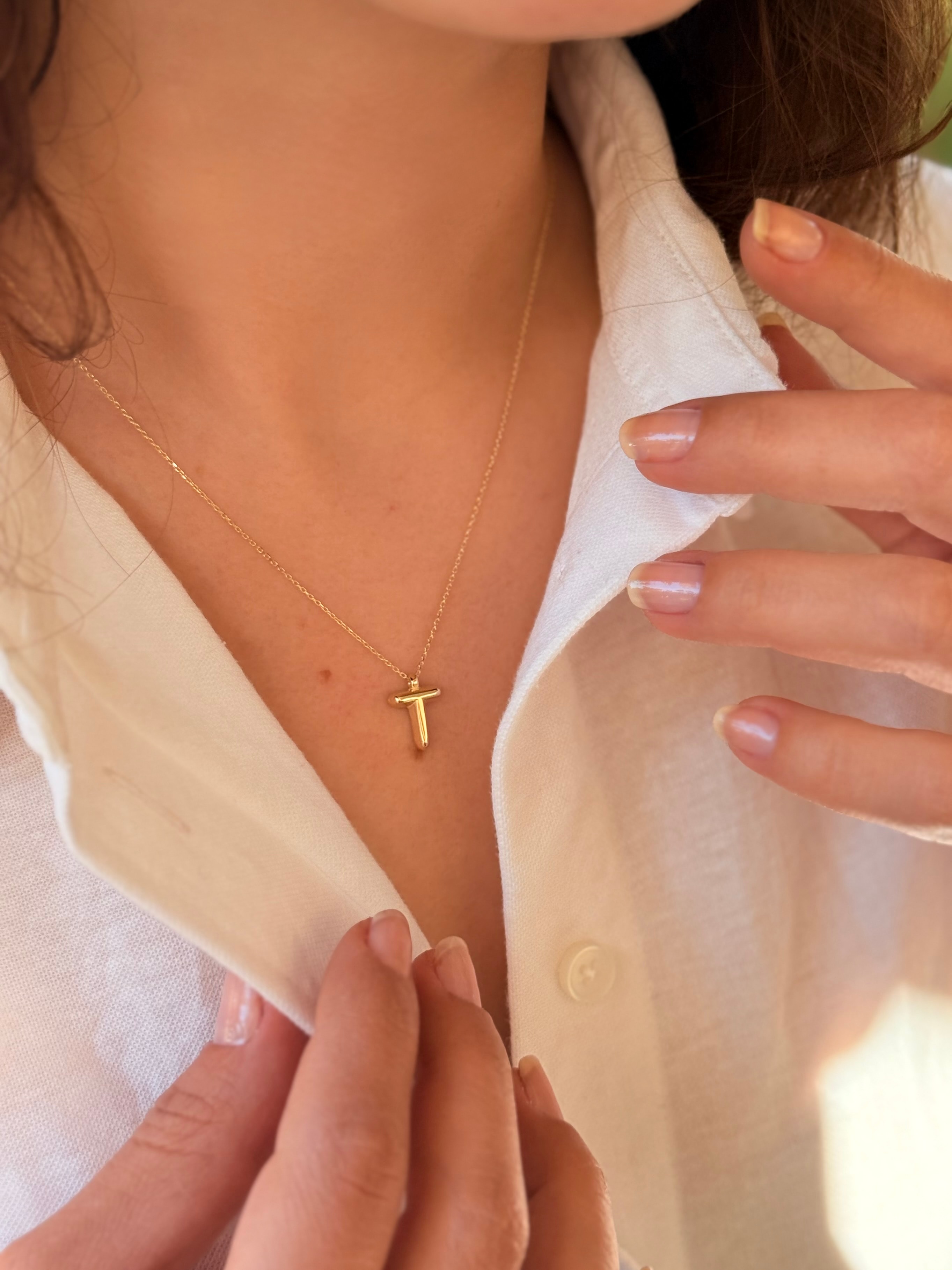 "T" Balon Harf Altın Kolye