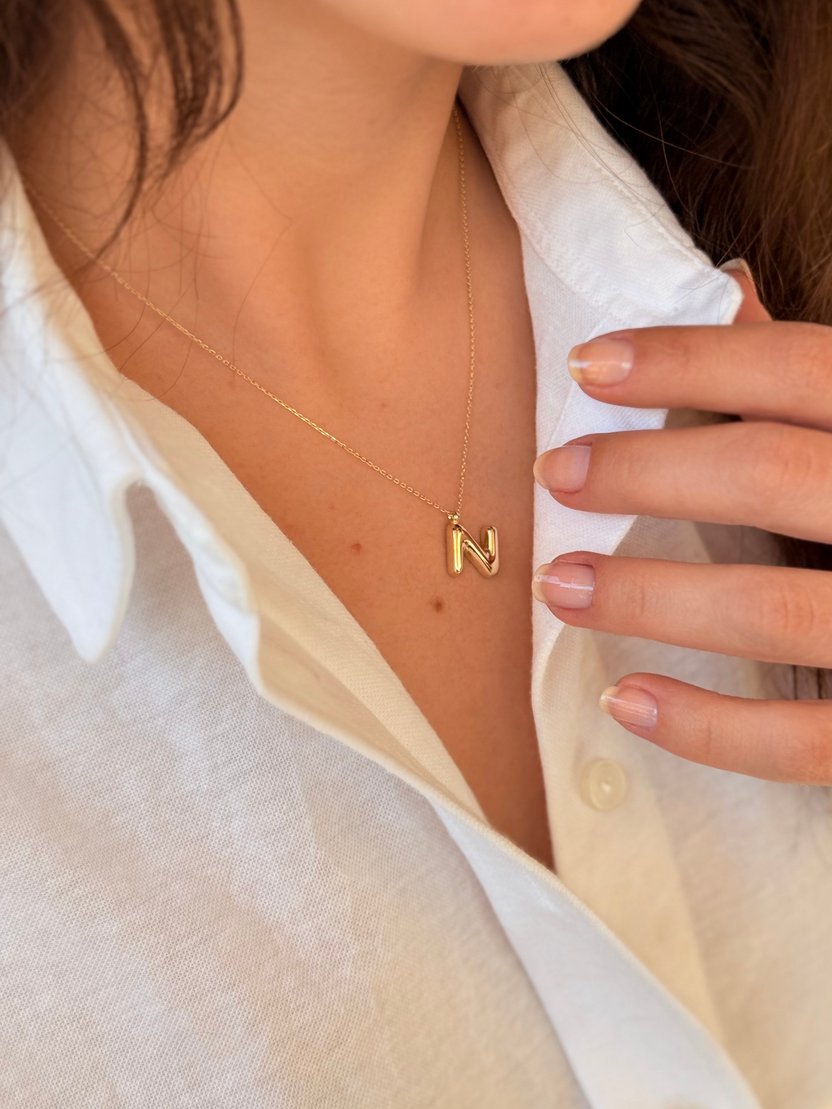 "N" Balon Harf Altın Kolye
