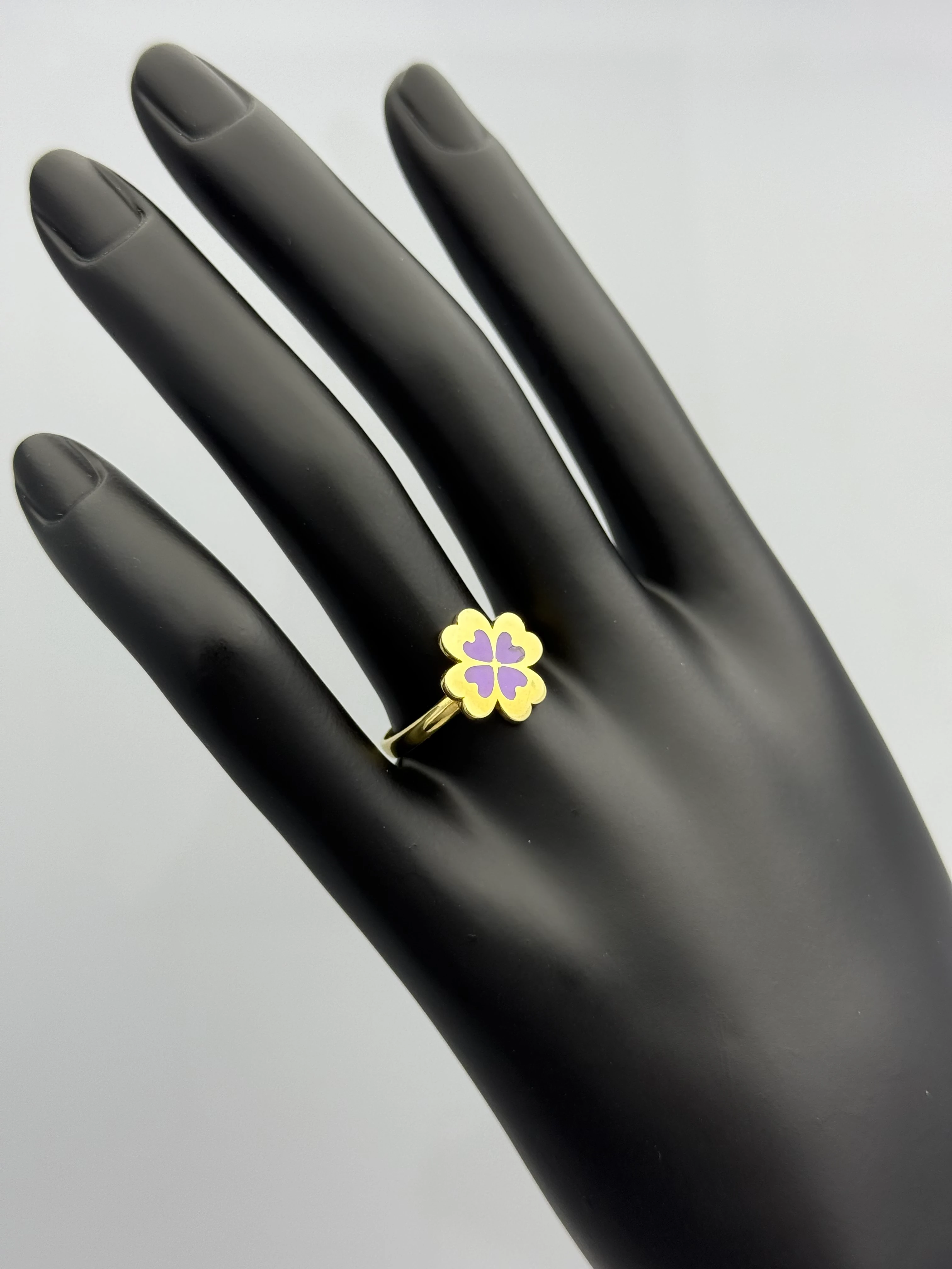 Renkli Mineli Yonca Altın Yüzük