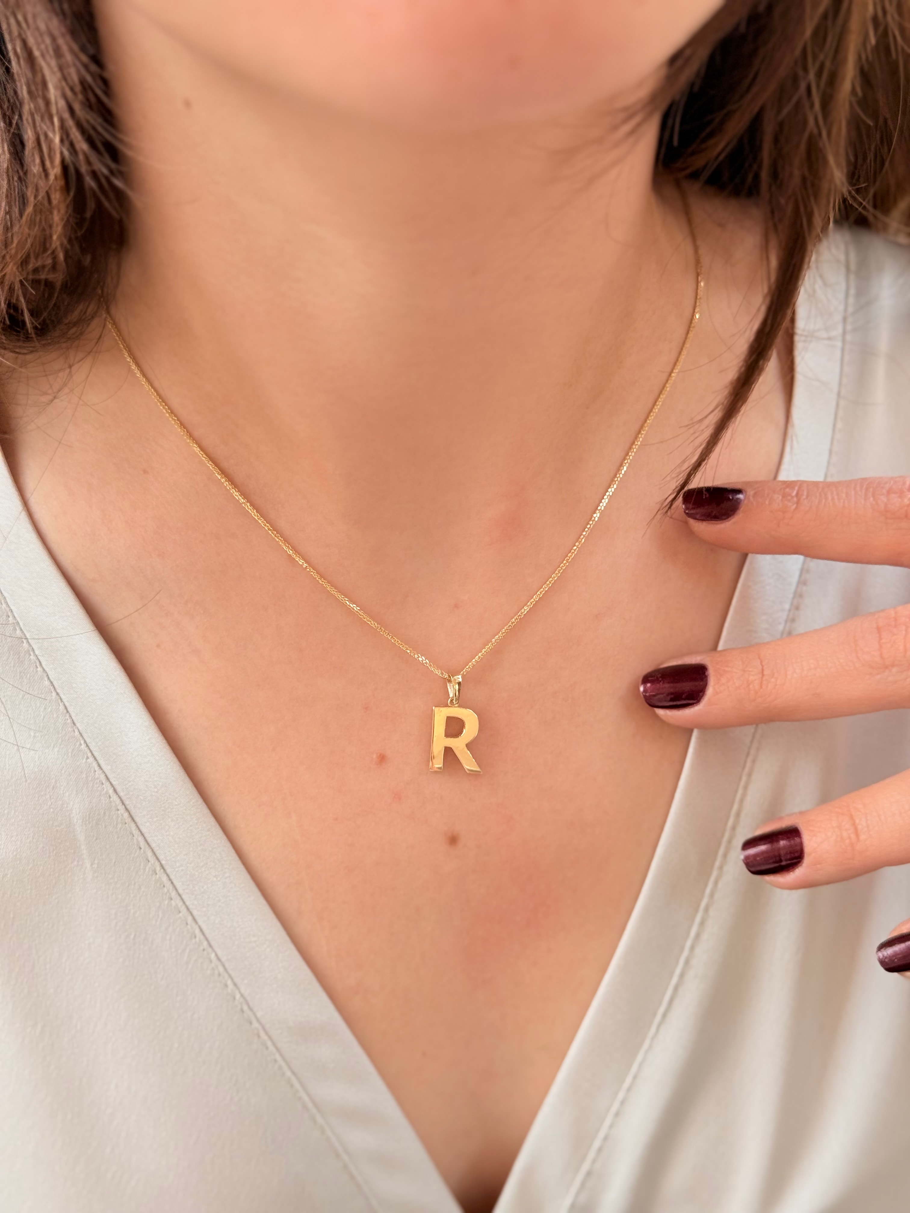 "R" Harf Sade Altın Kolye Ucu