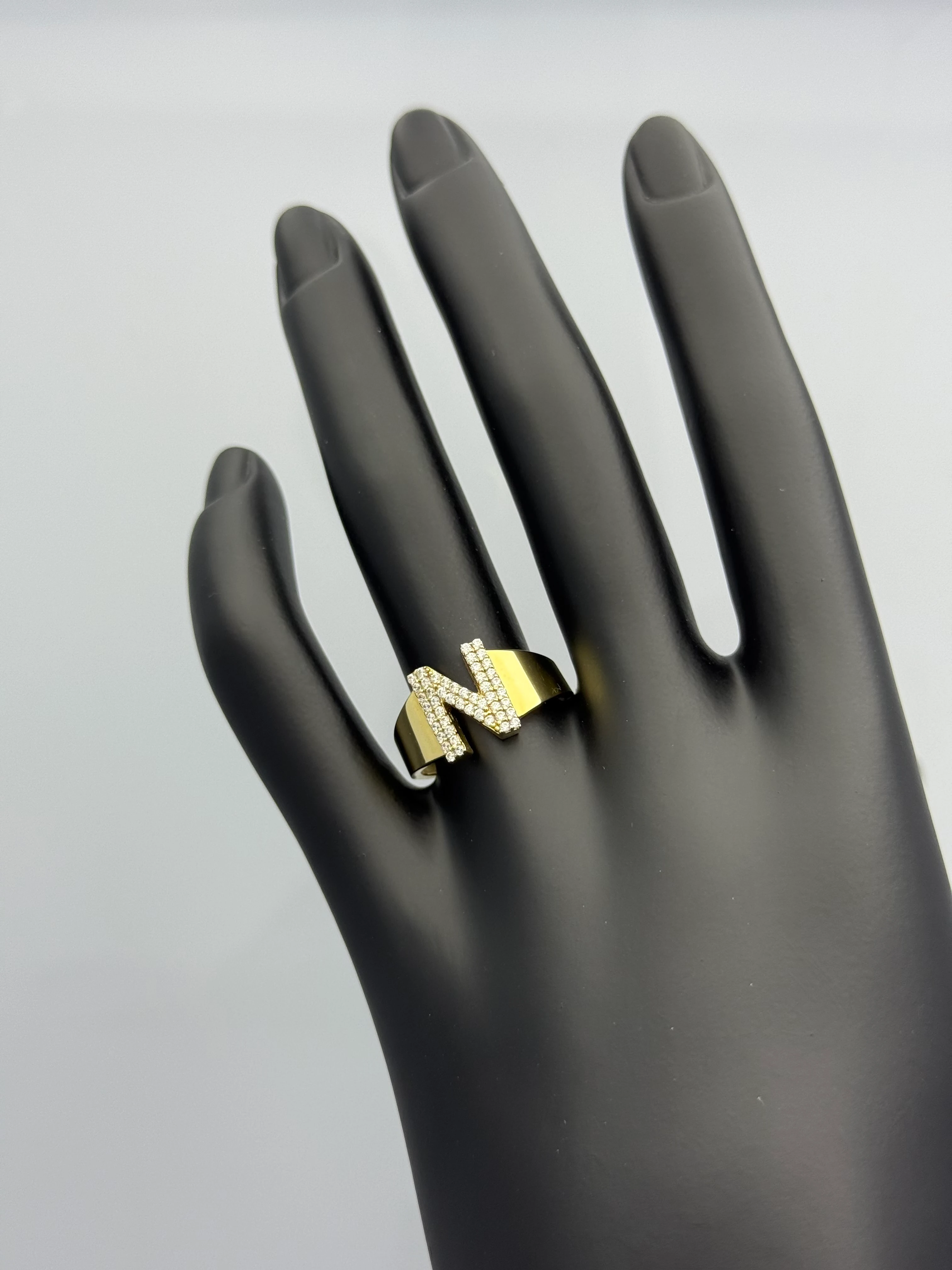 Swarovski Taşlı Harf Altın Yüzük - N (2.49 Gram)