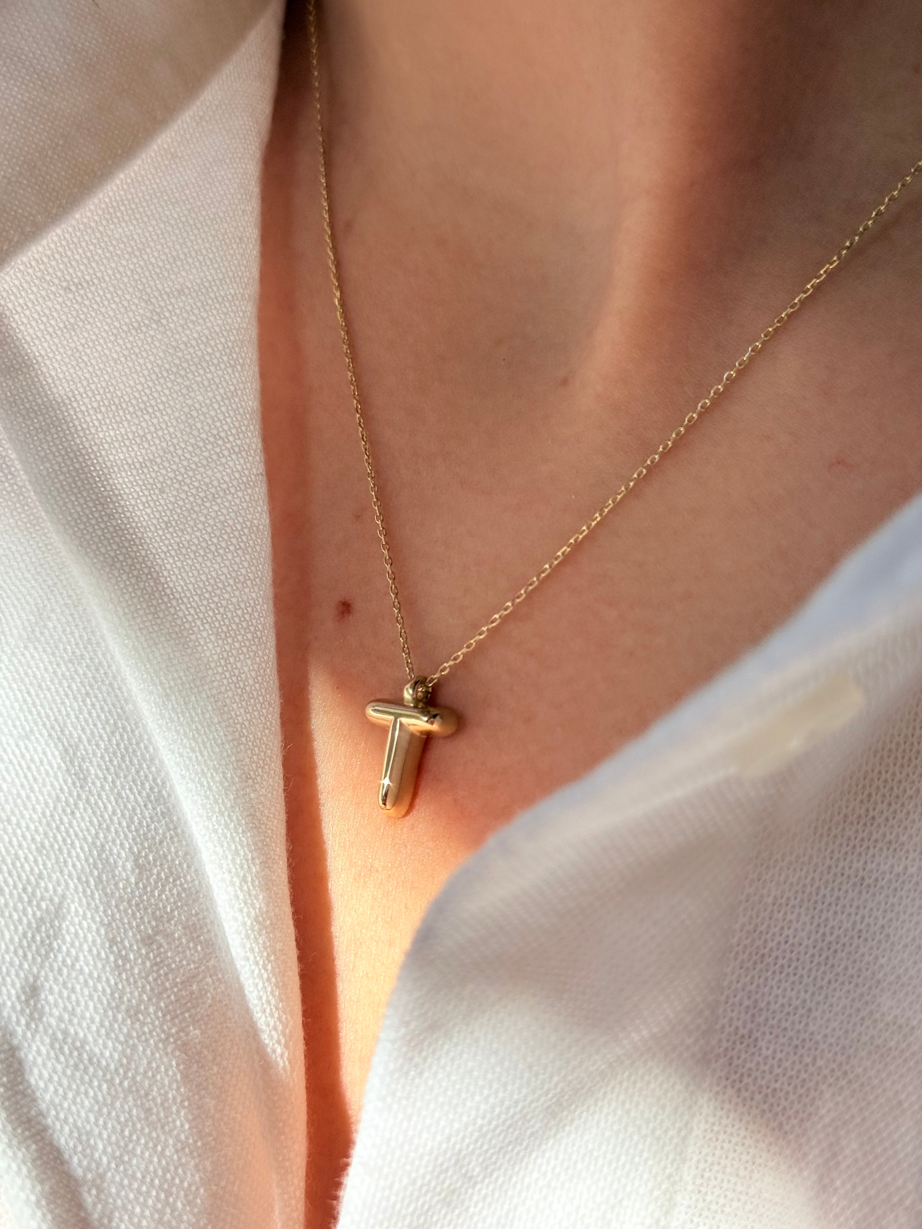 "T" Balon Harf Altın Kolye