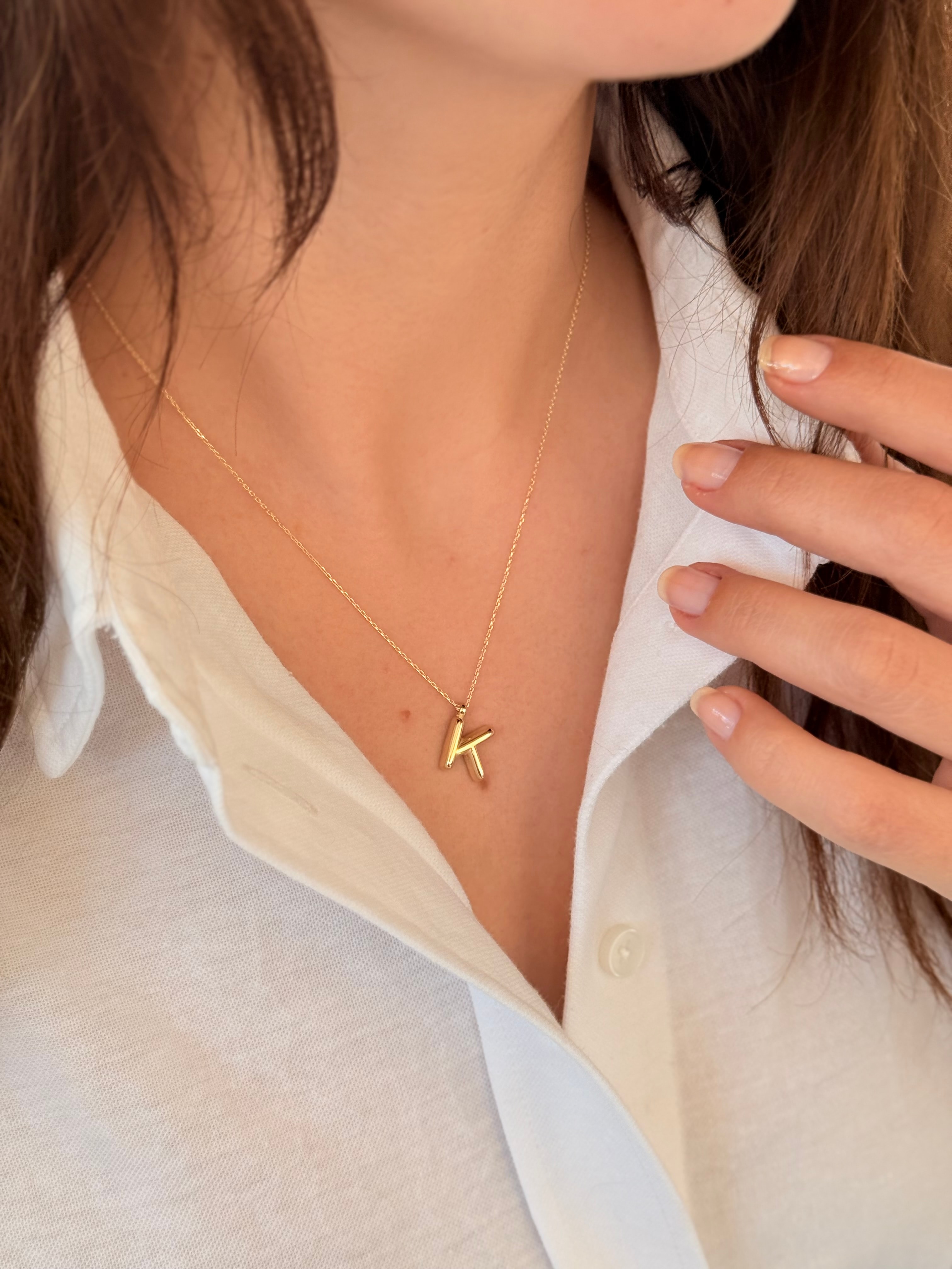 "K" Balon Harf Altın Kolye
