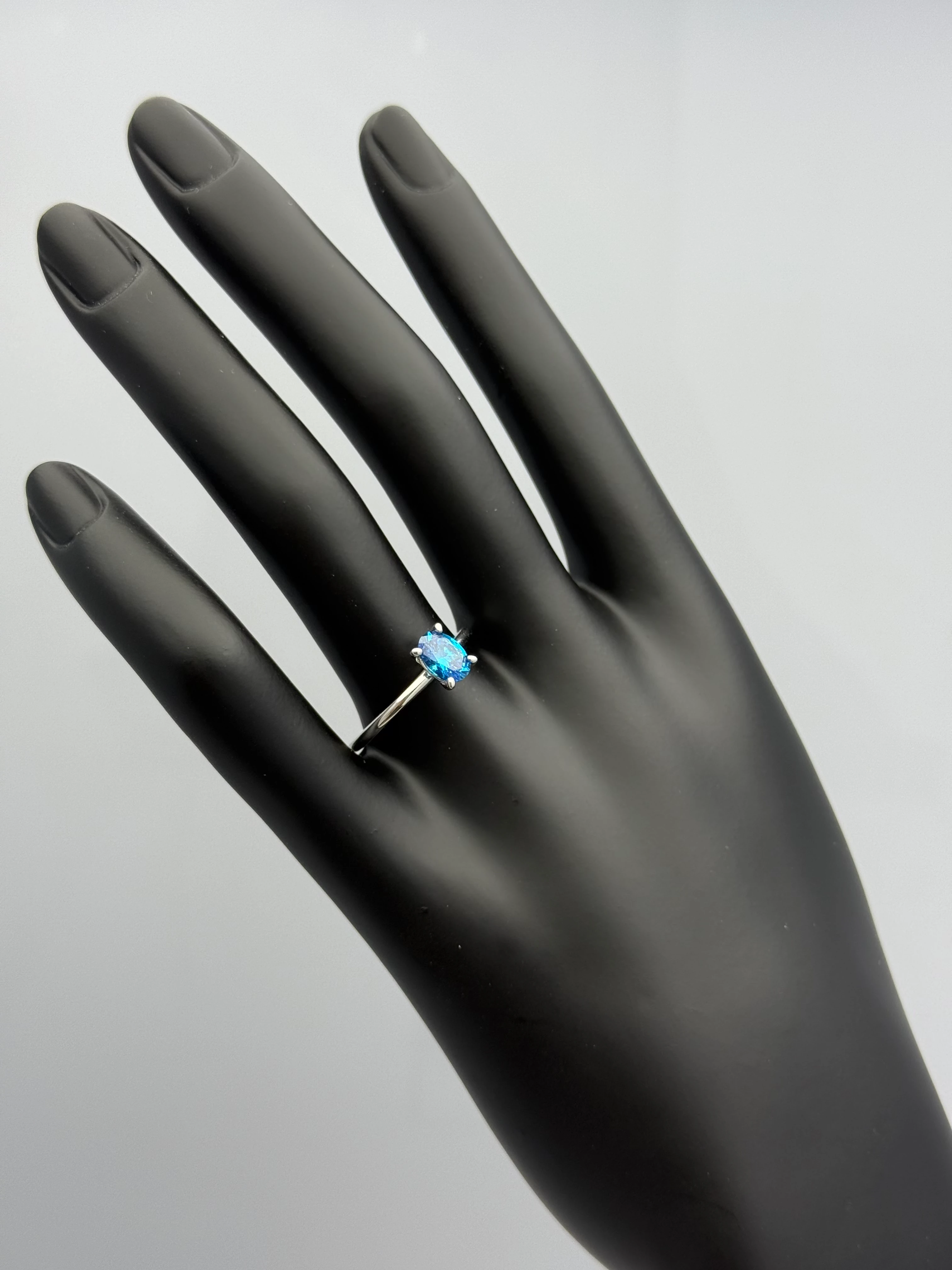 Tina Beyaz Altın Yüzük - Mavi