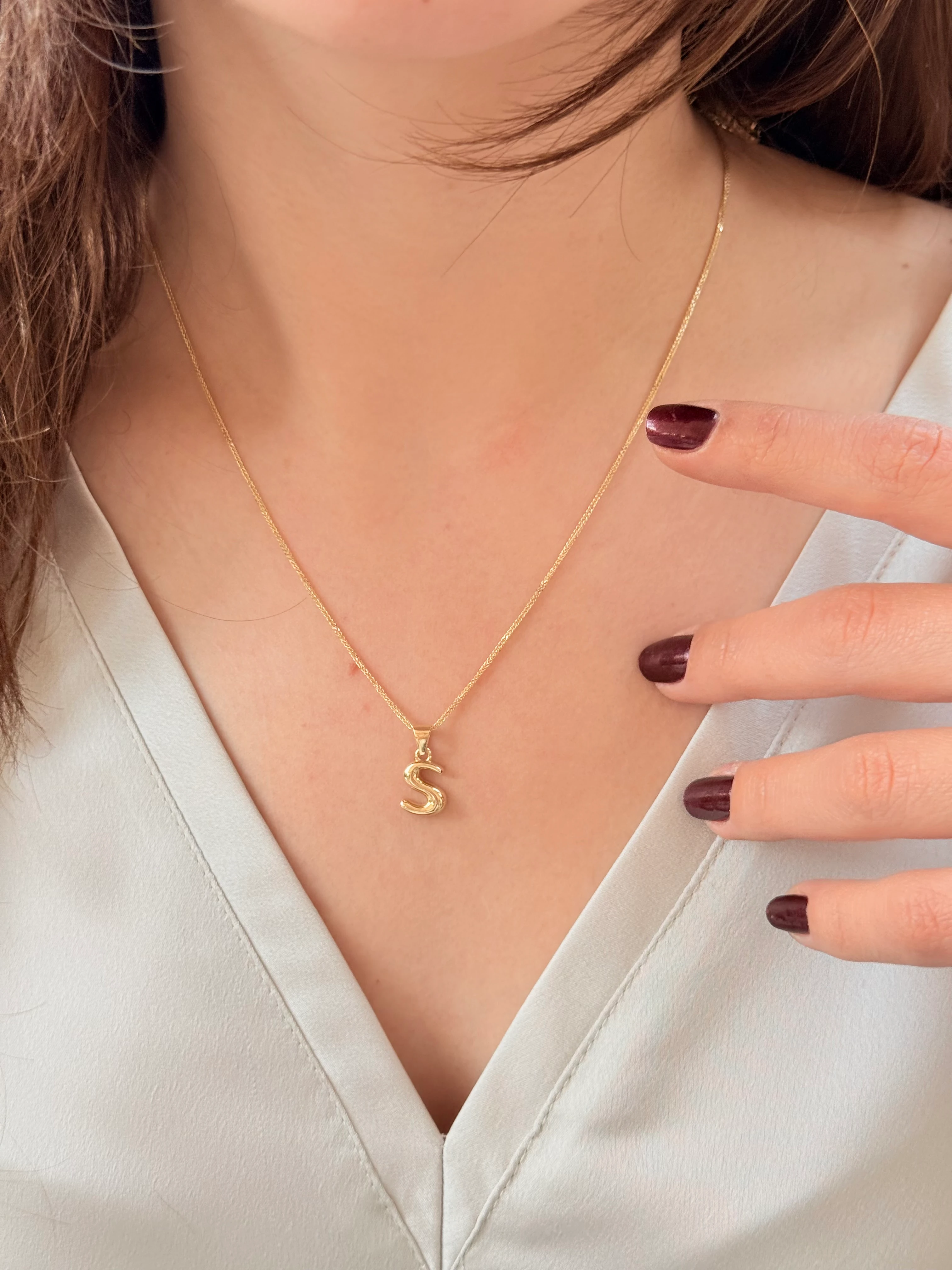 "S" Balon Harf Altın Kolye Ucu