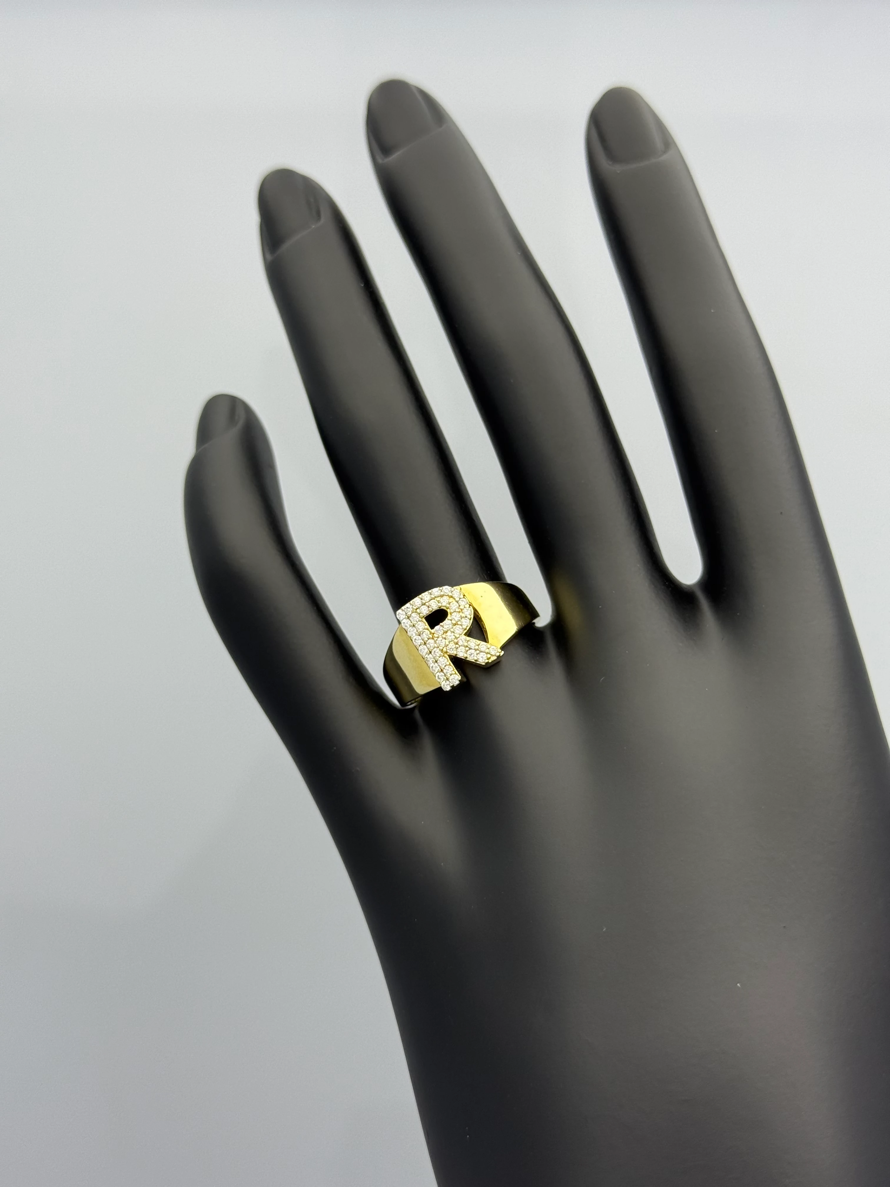 Swarovski Taşlı Harf Altın Yüzük - R (2.50 Gram)