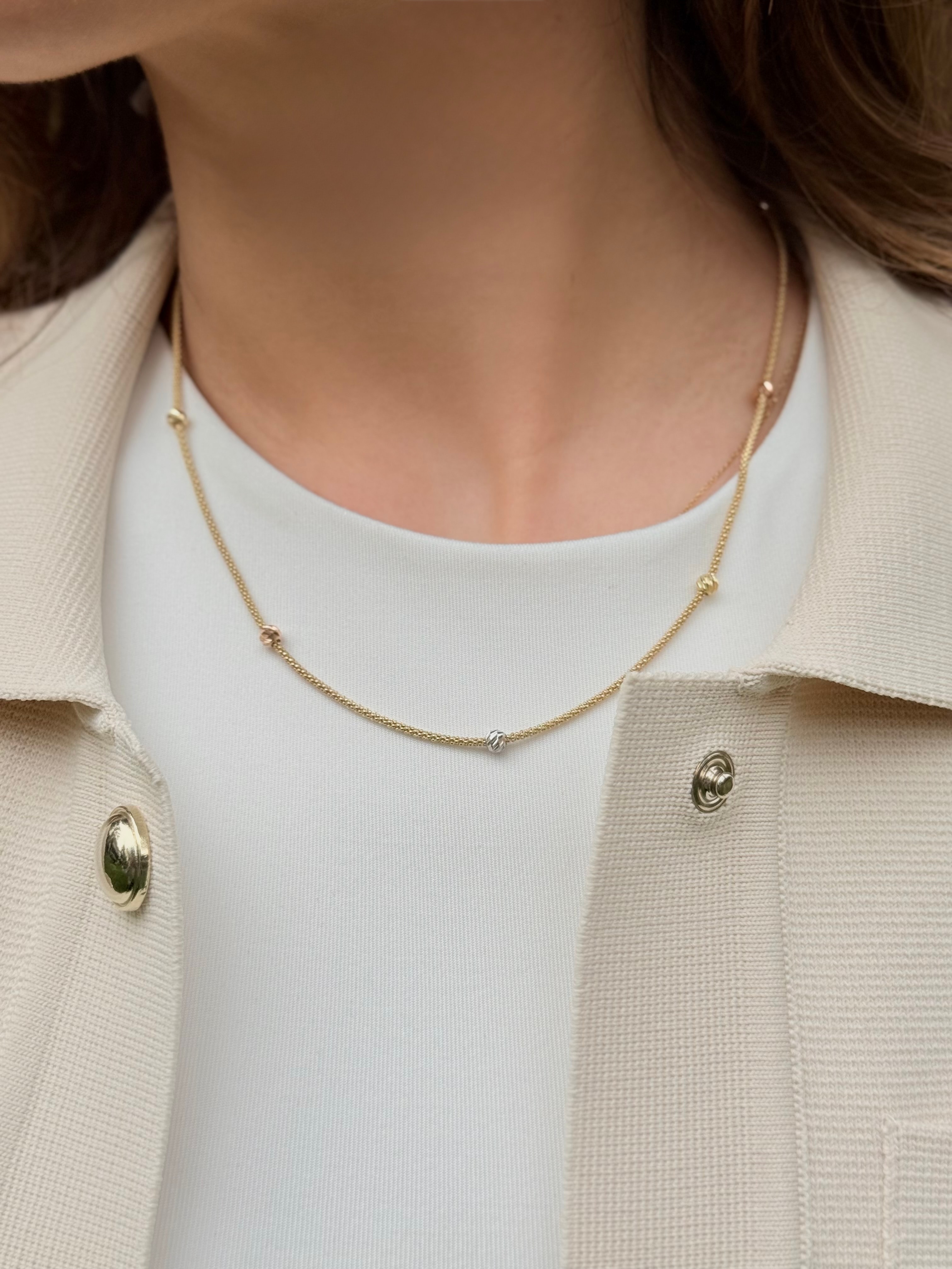 Dorika Çok Renkli Altın Kolye