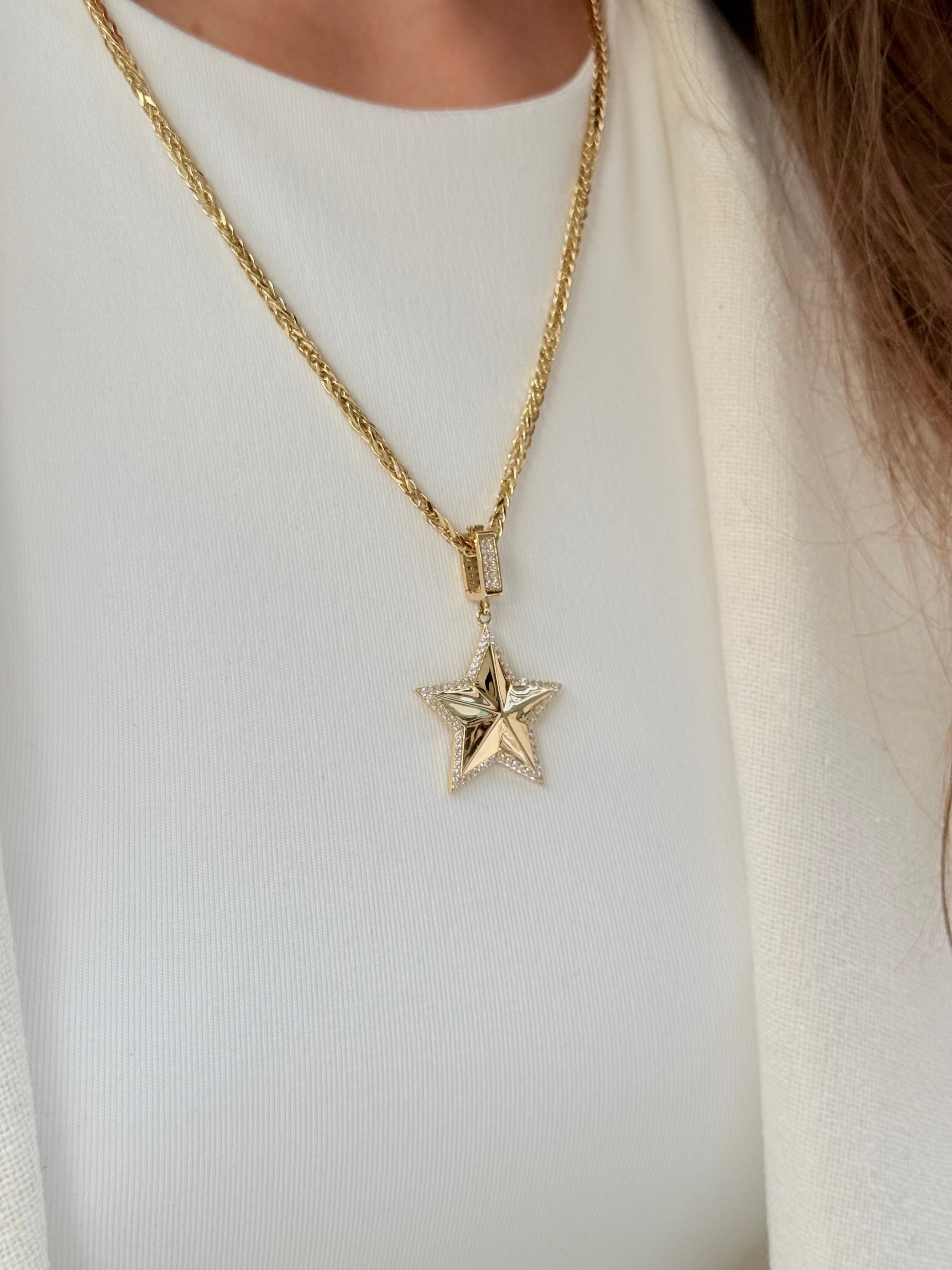 Taşlı Star Altın Kolye Ucu