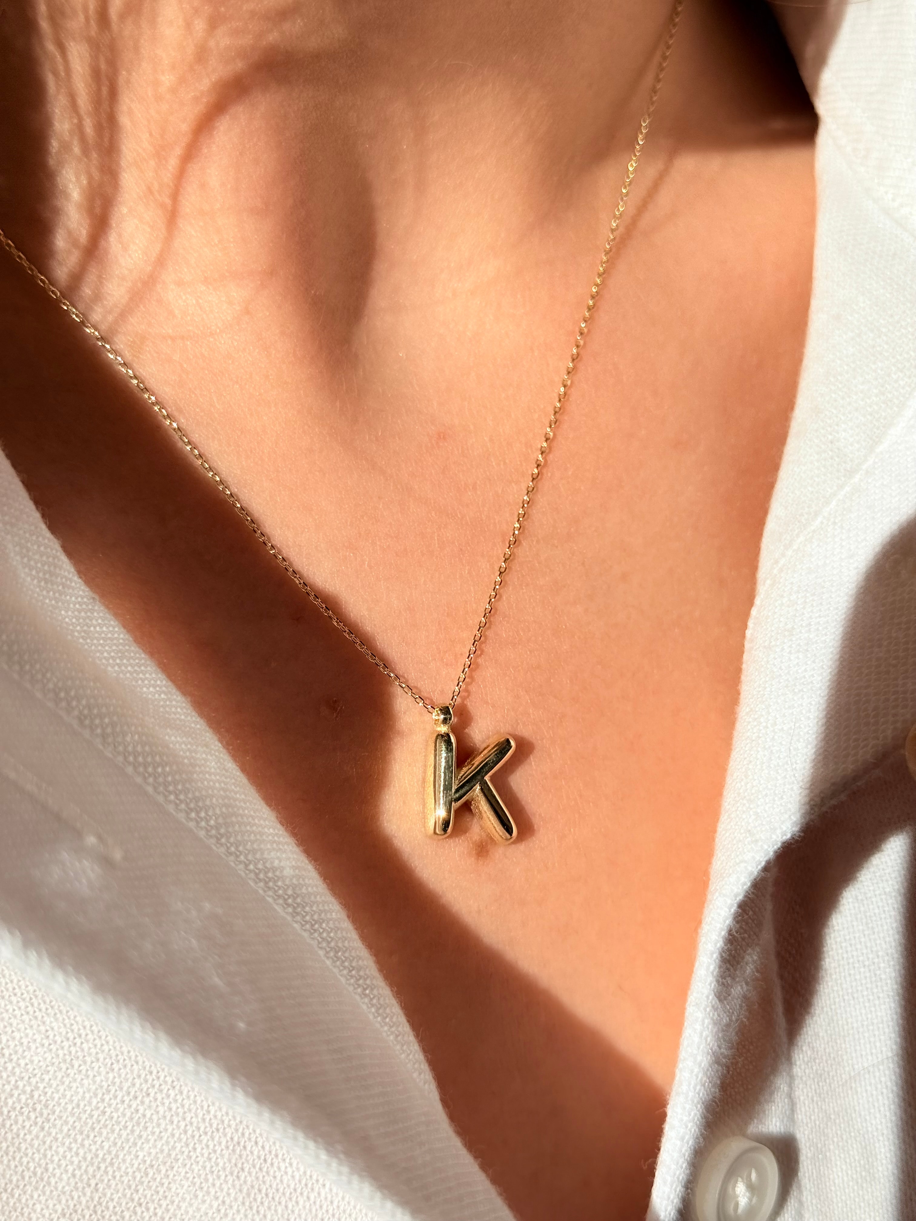 "K" Balon Harf Altın Kolye