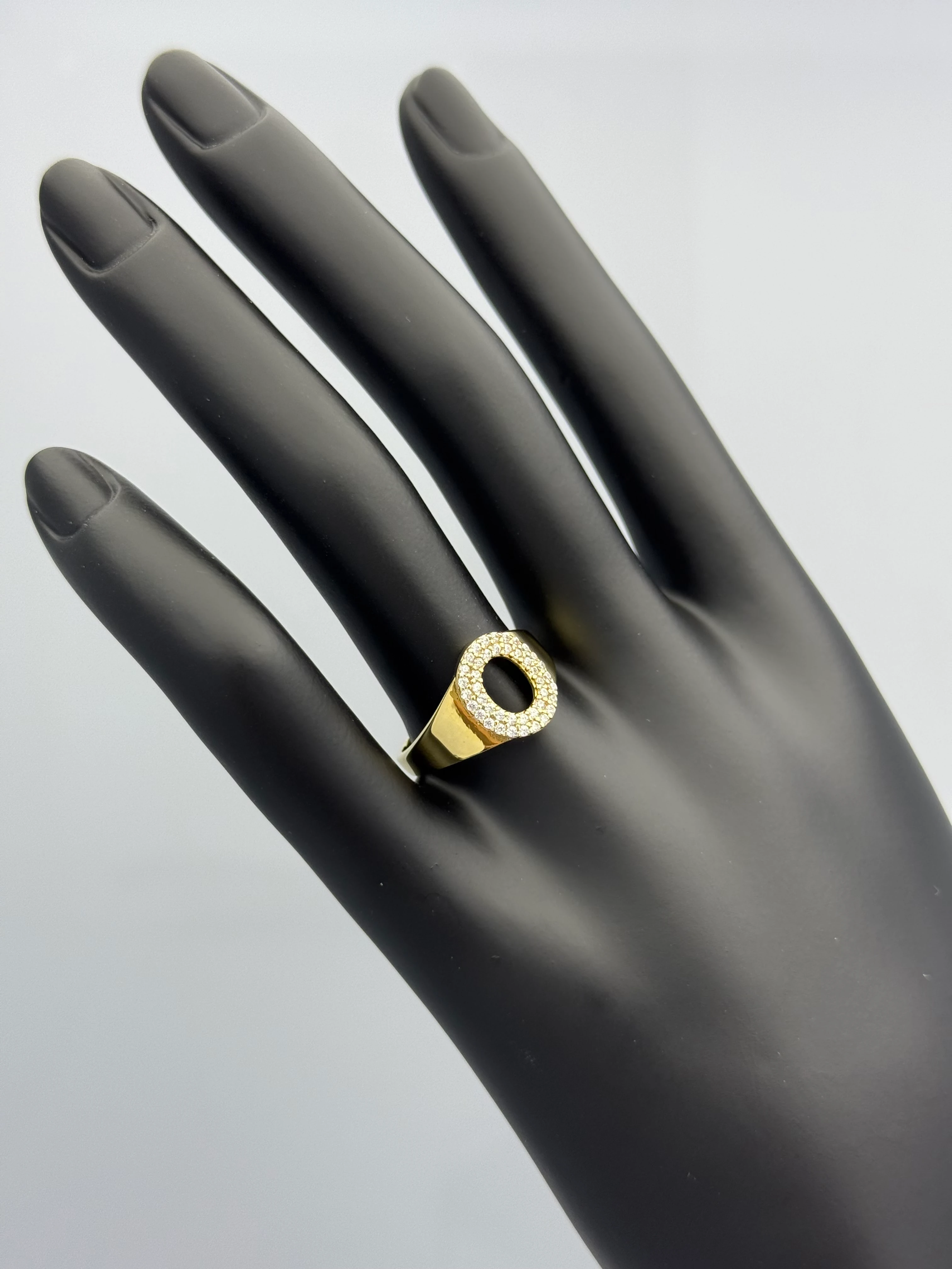 Swarovski Taşlı Harf Altın Yüzük - O (2.25 Gram)