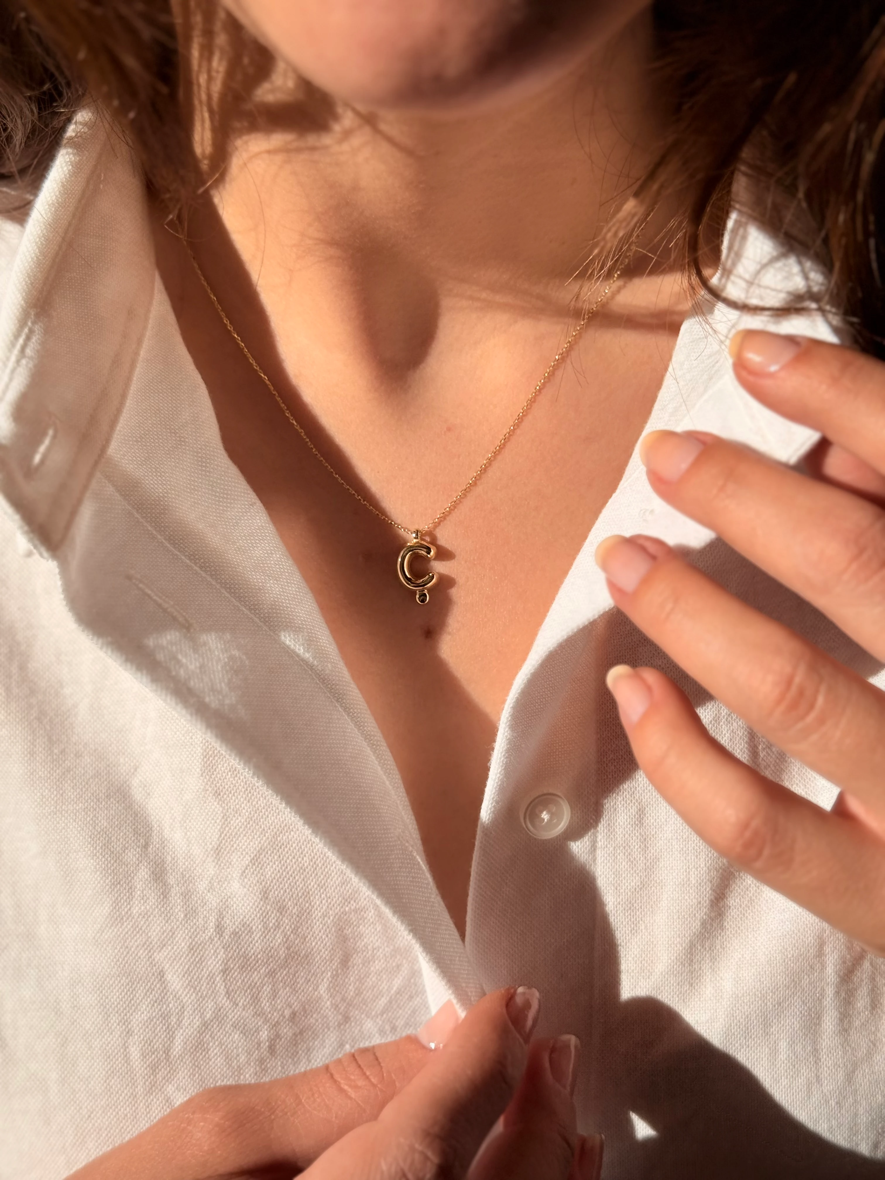 "Ç" Balon Harf Altın Kolye