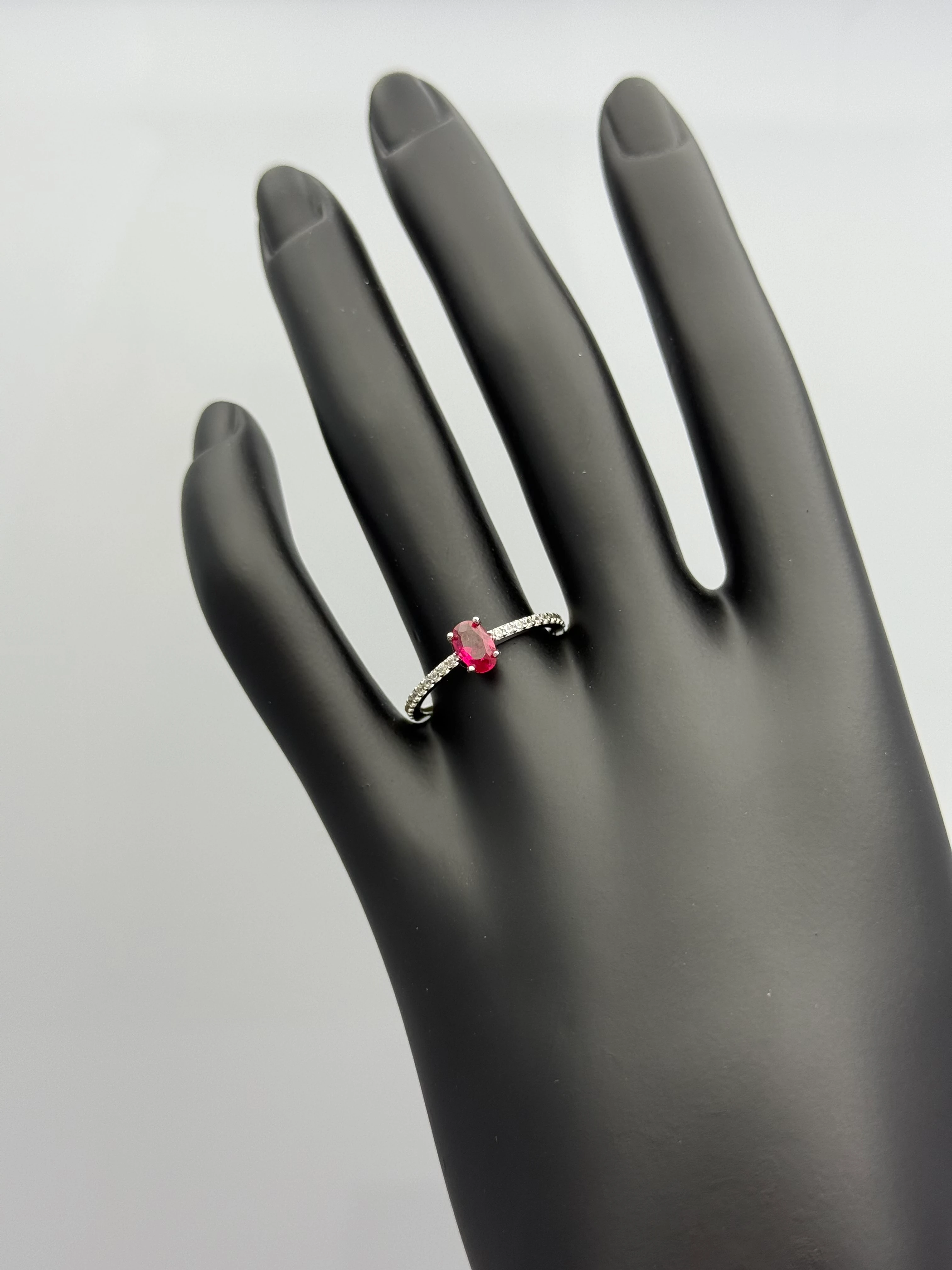 Rosalie Beyaz Altın Yüzük - Pembe