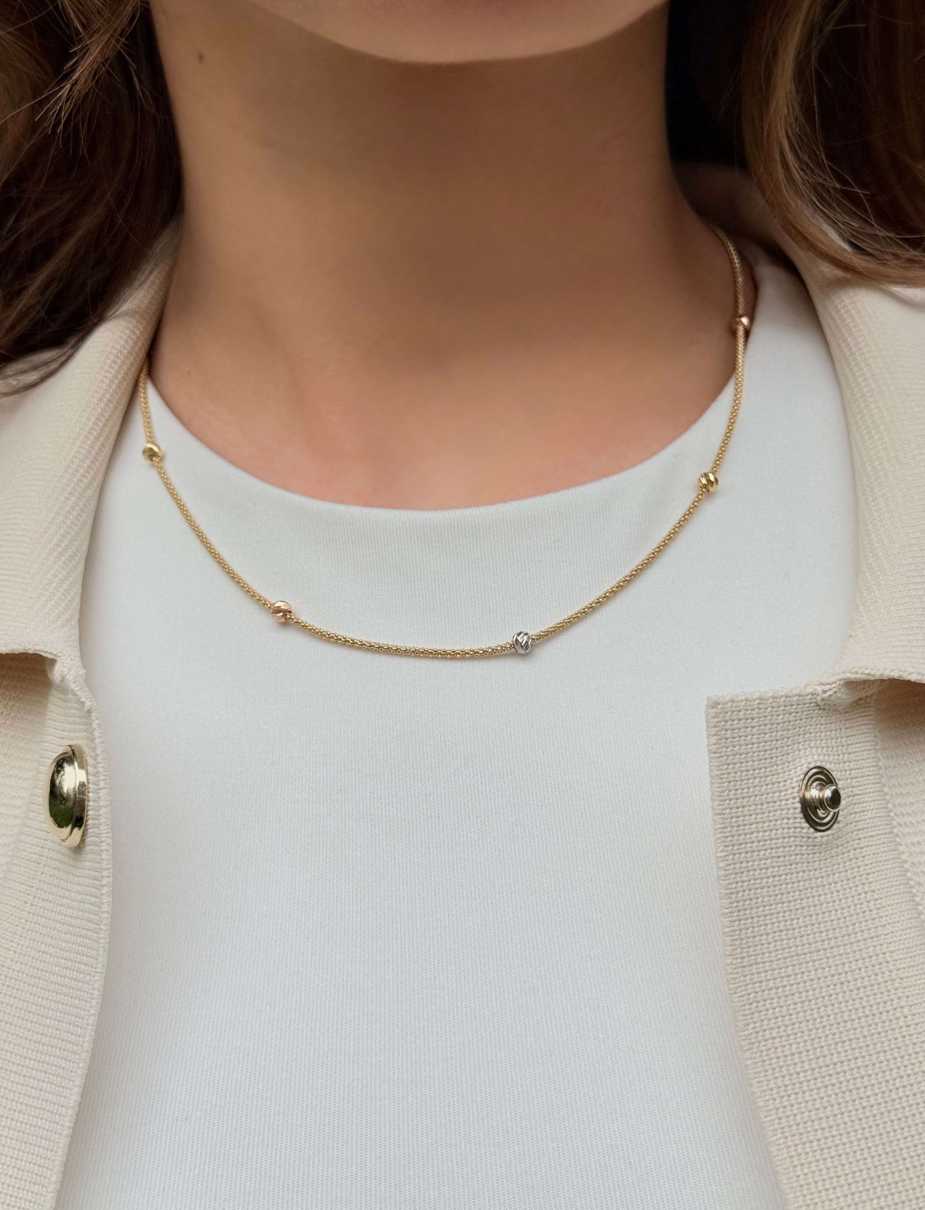 Dorika Çok Renkli Altın Kolye