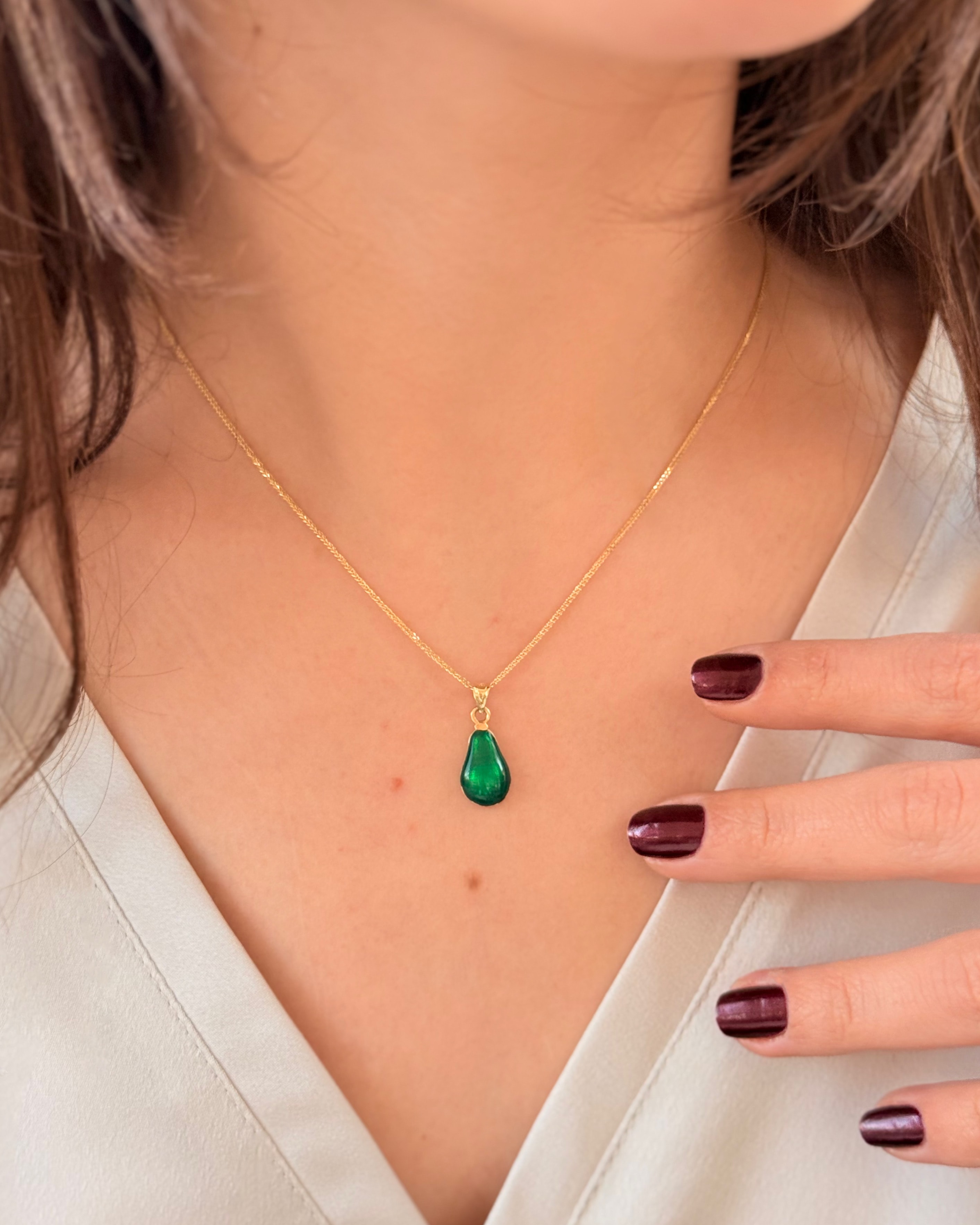 Avokado Altın Kolye Ucu