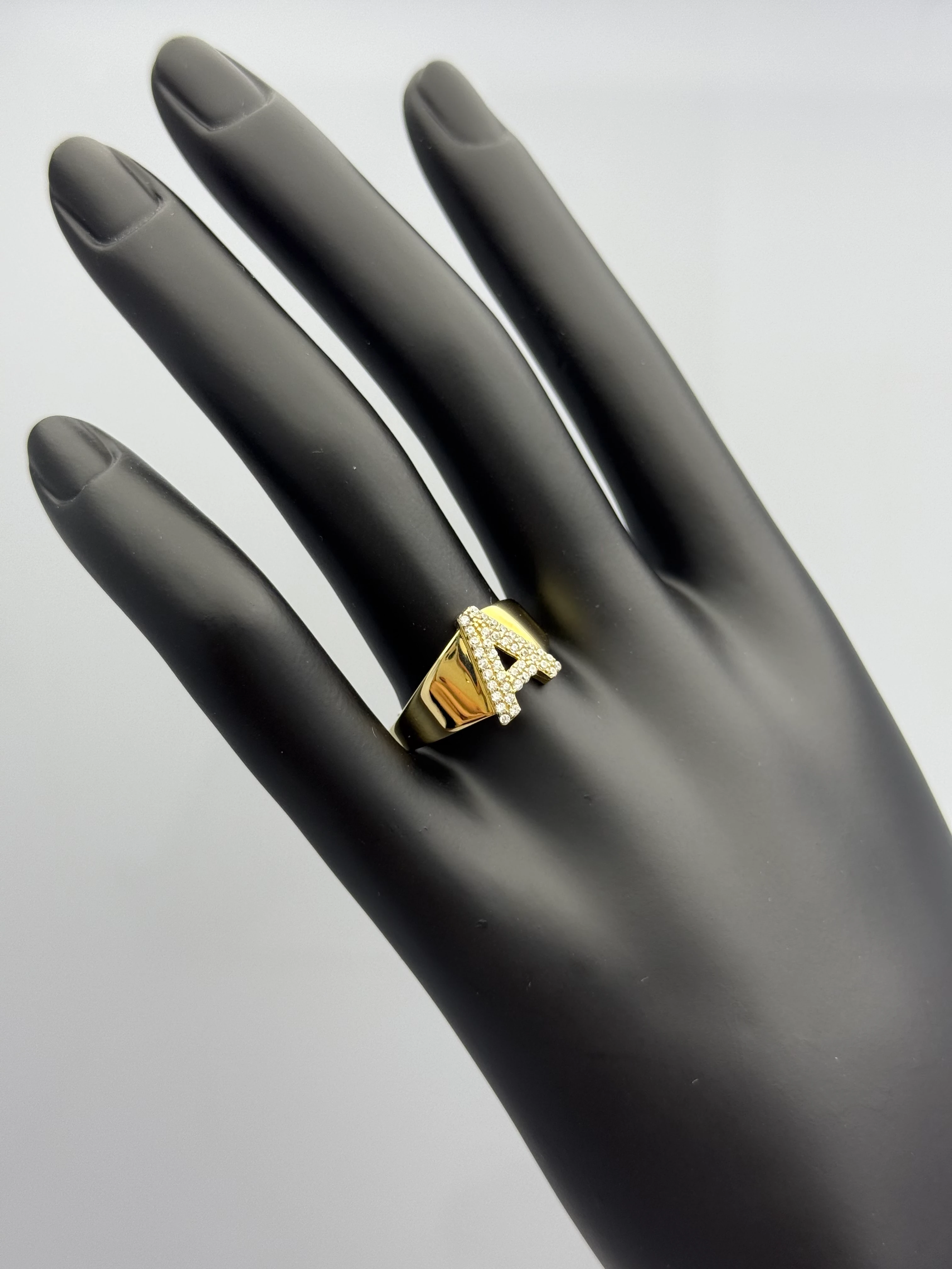 Swarovski Taşlı Harf Altın Yüzük - A (2.14 Gram)