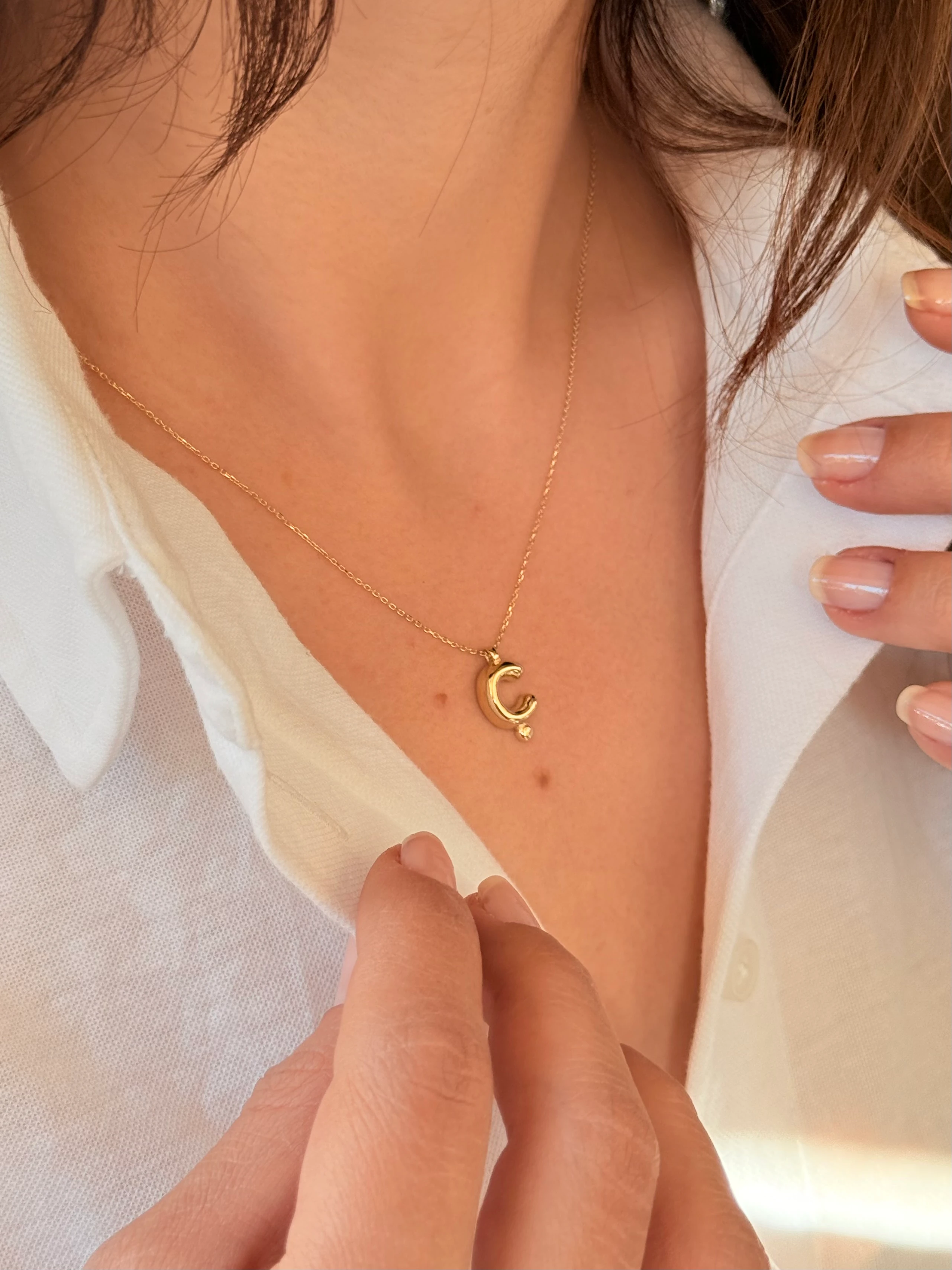 "Ç" Balon Harf Altın Kolye