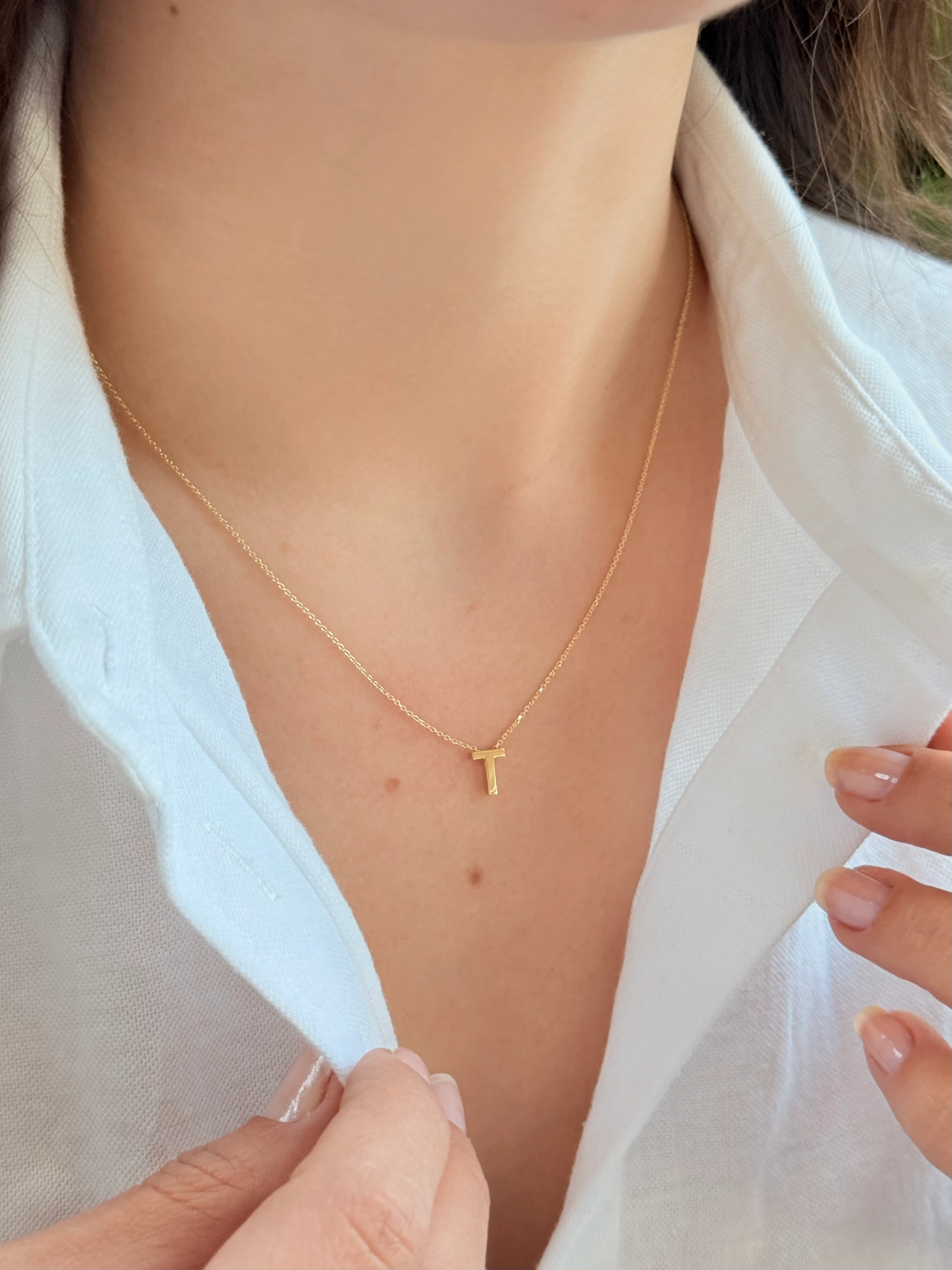 "T" Minimal Harfli Altın Kolye