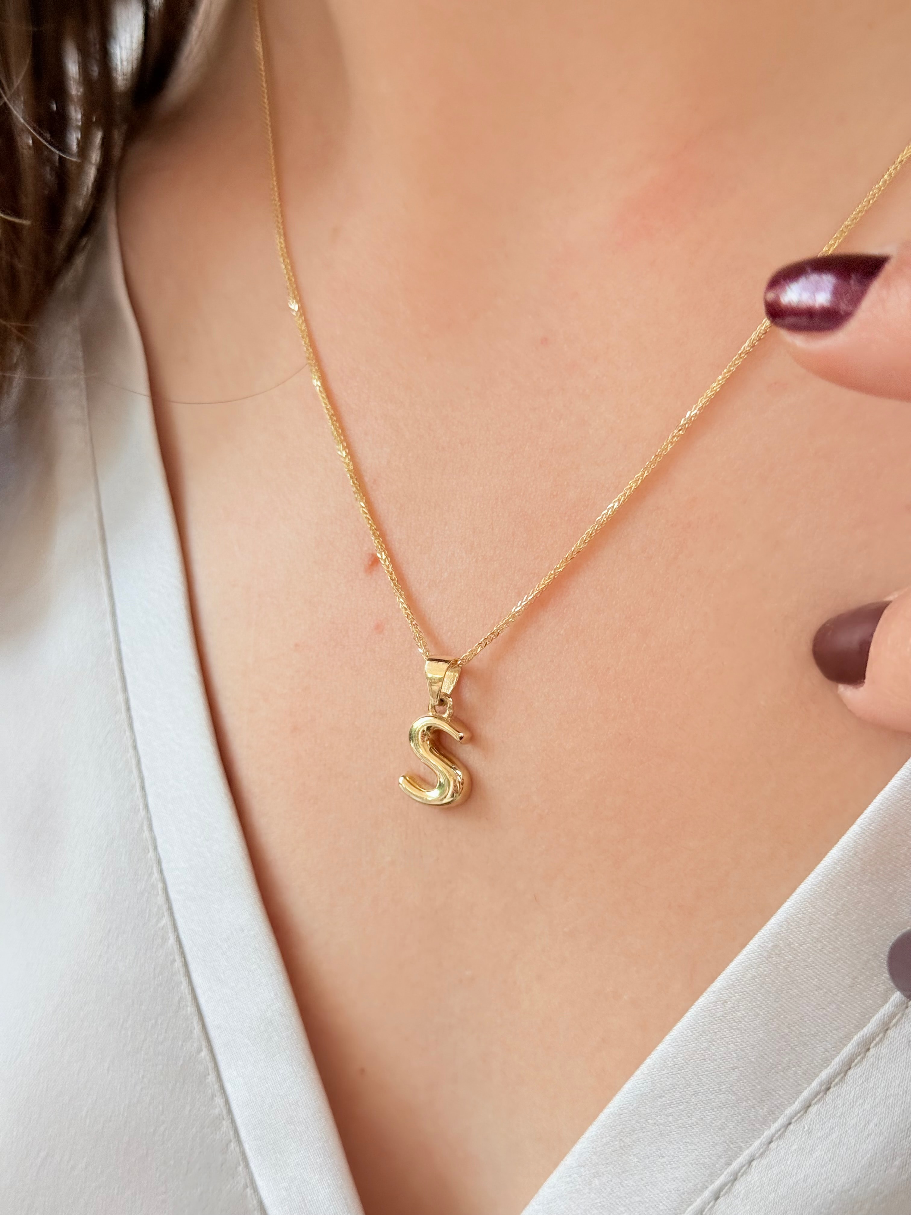 "S" Balon Harf Altın Kolye Ucu