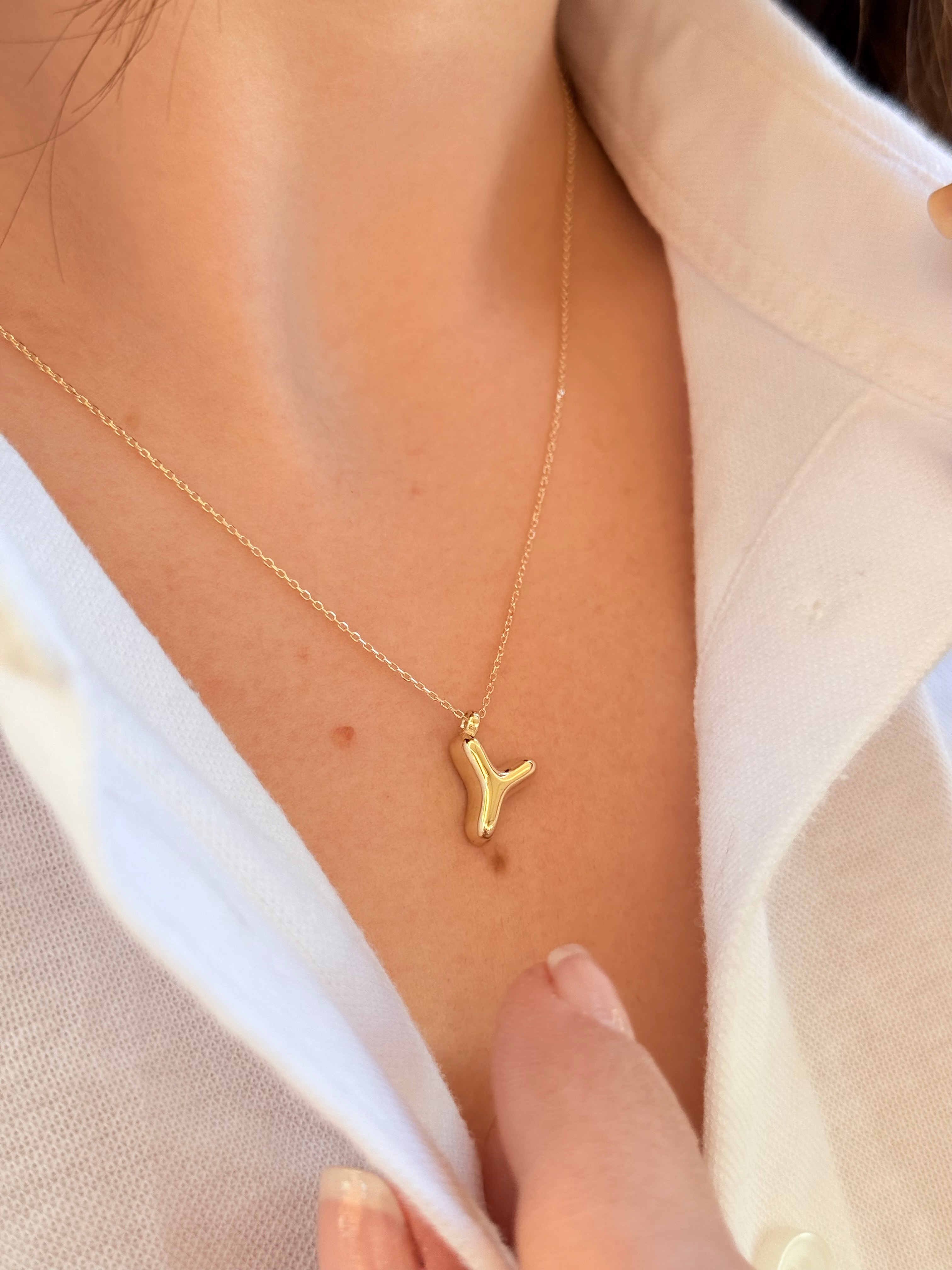 "Y" Balon Harf Altın Kolye