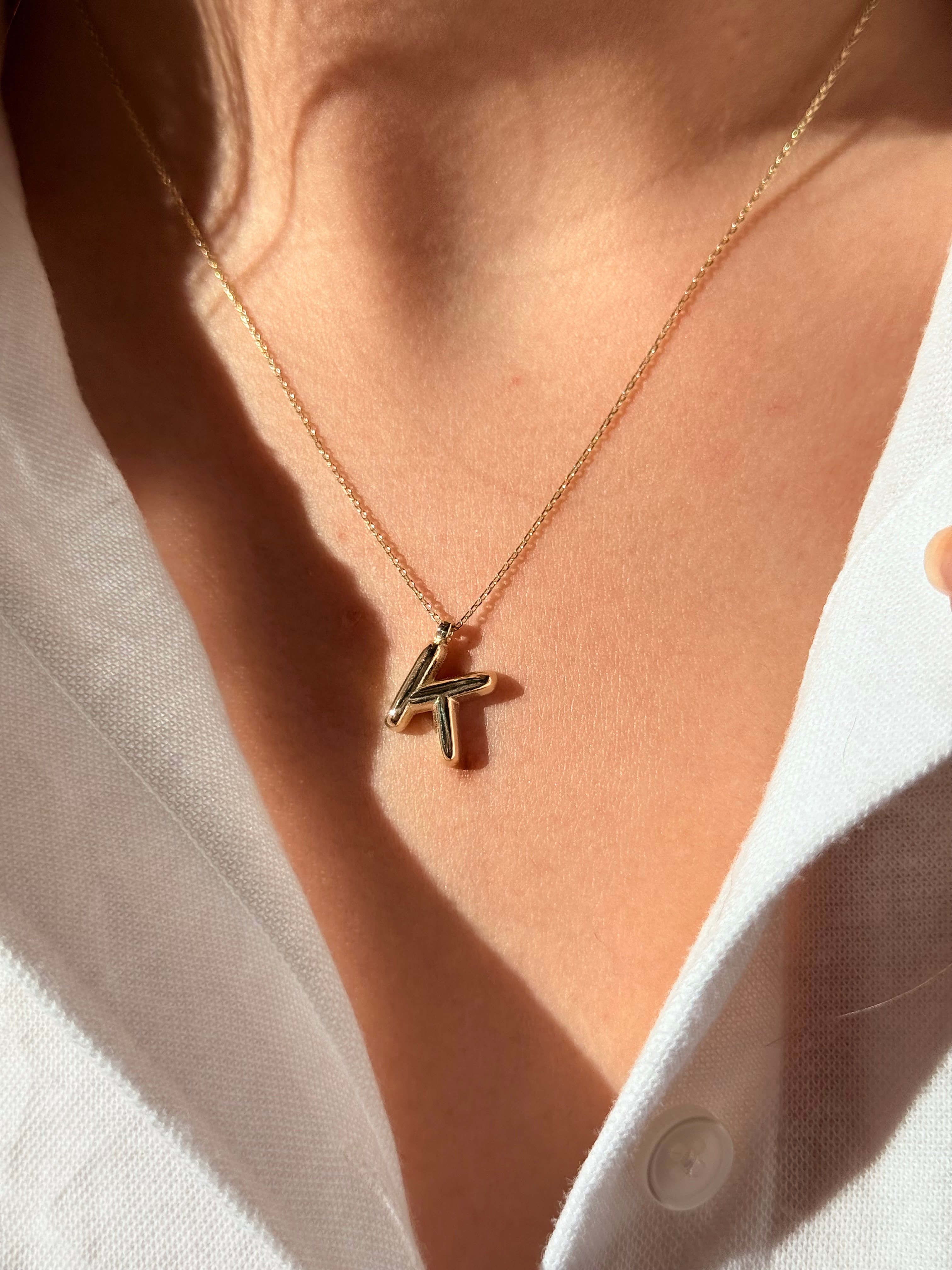 "K" Balon Harf Altın Kolye