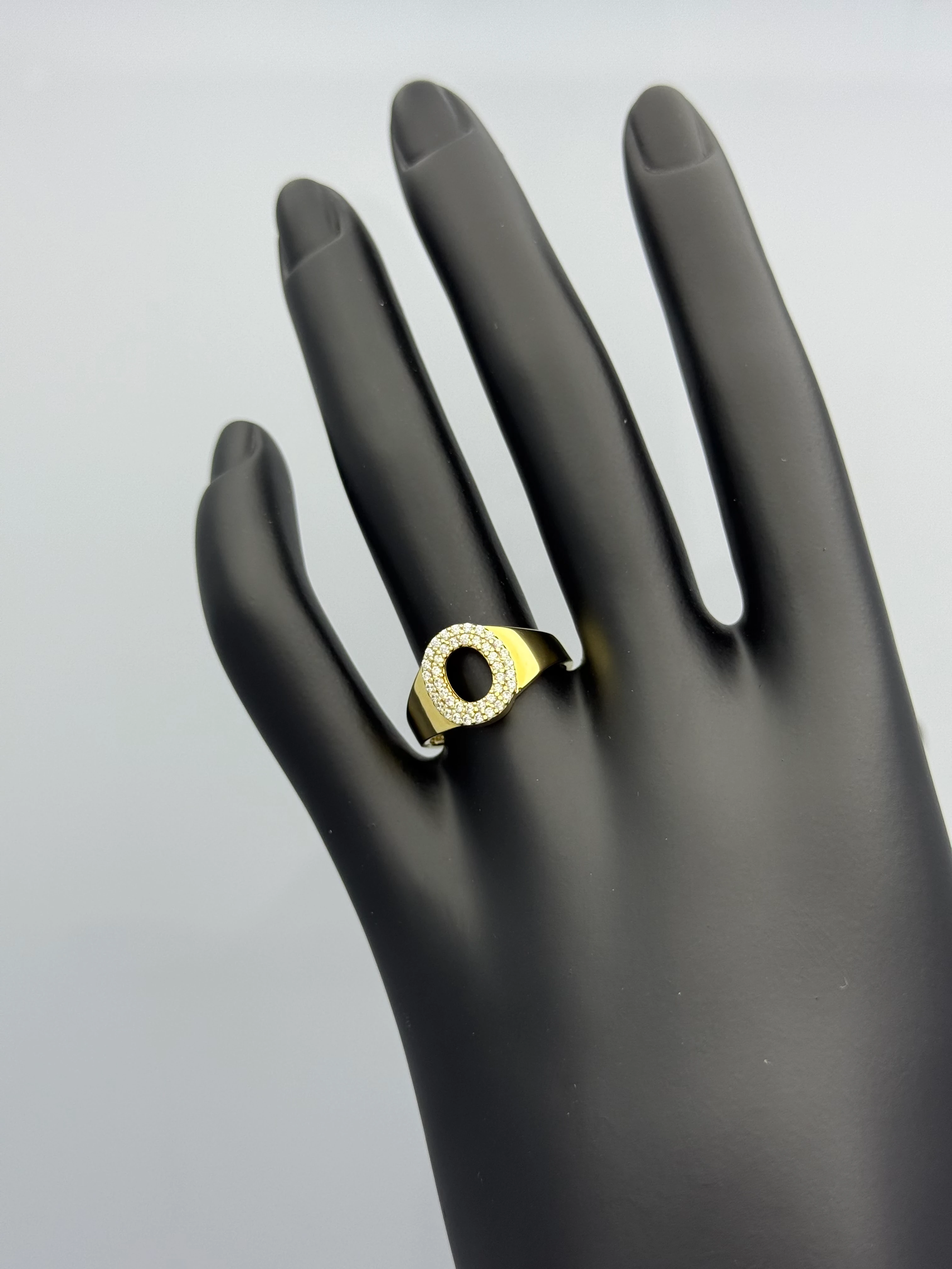 Swarovski Taşlı Harf Altın Yüzük - O (2.25 Gram)