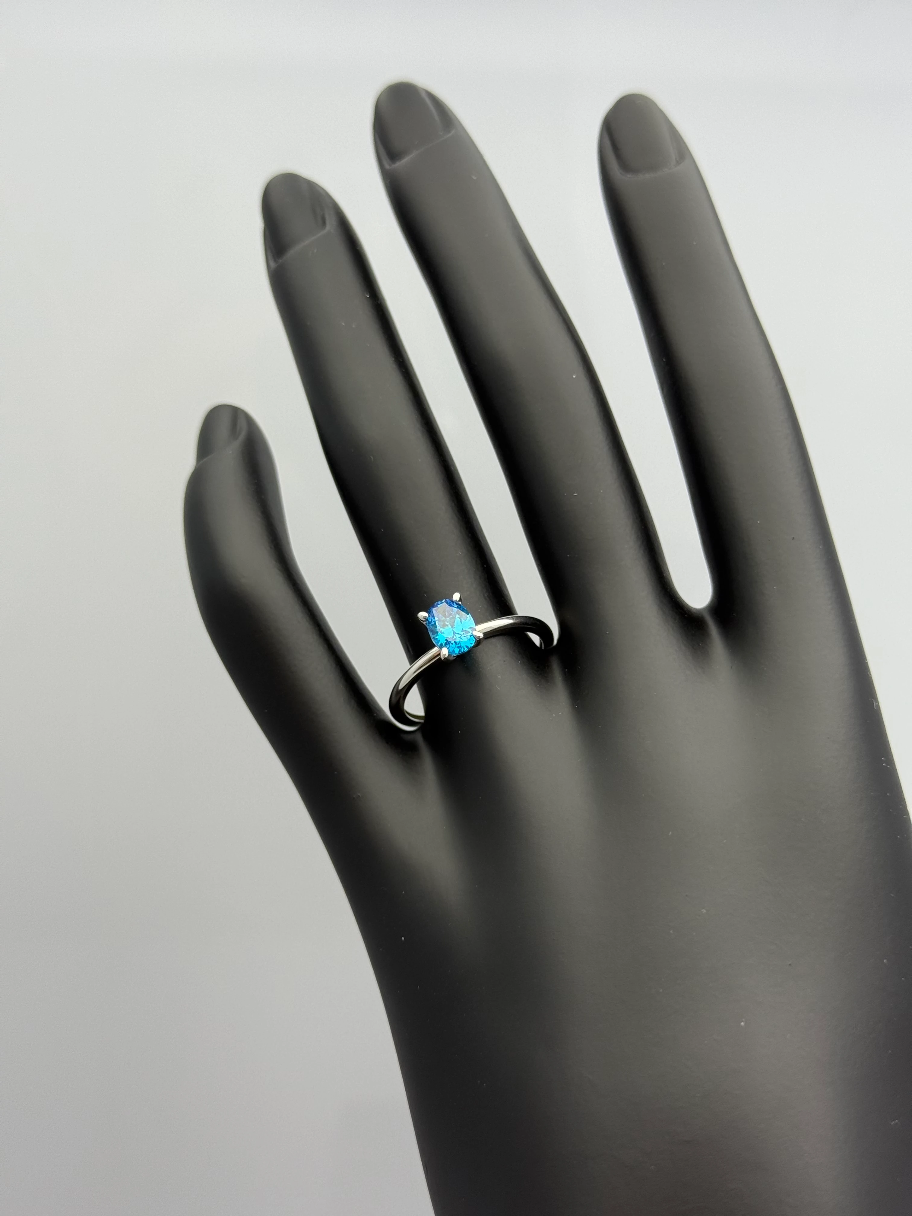 Tina Beyaz Altın Yüzük - Mavi