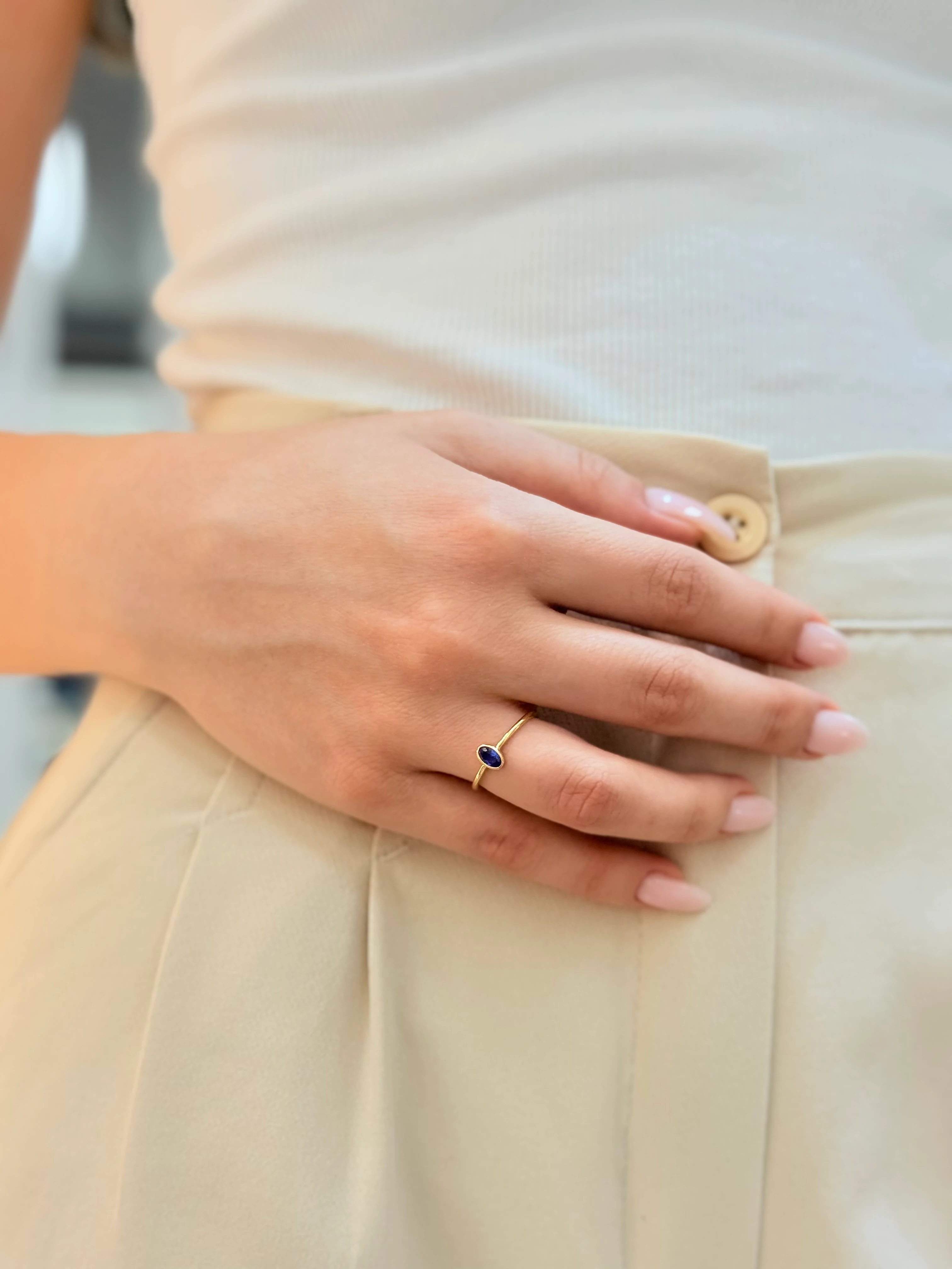 Naia Altın Yüzük - Lacivert