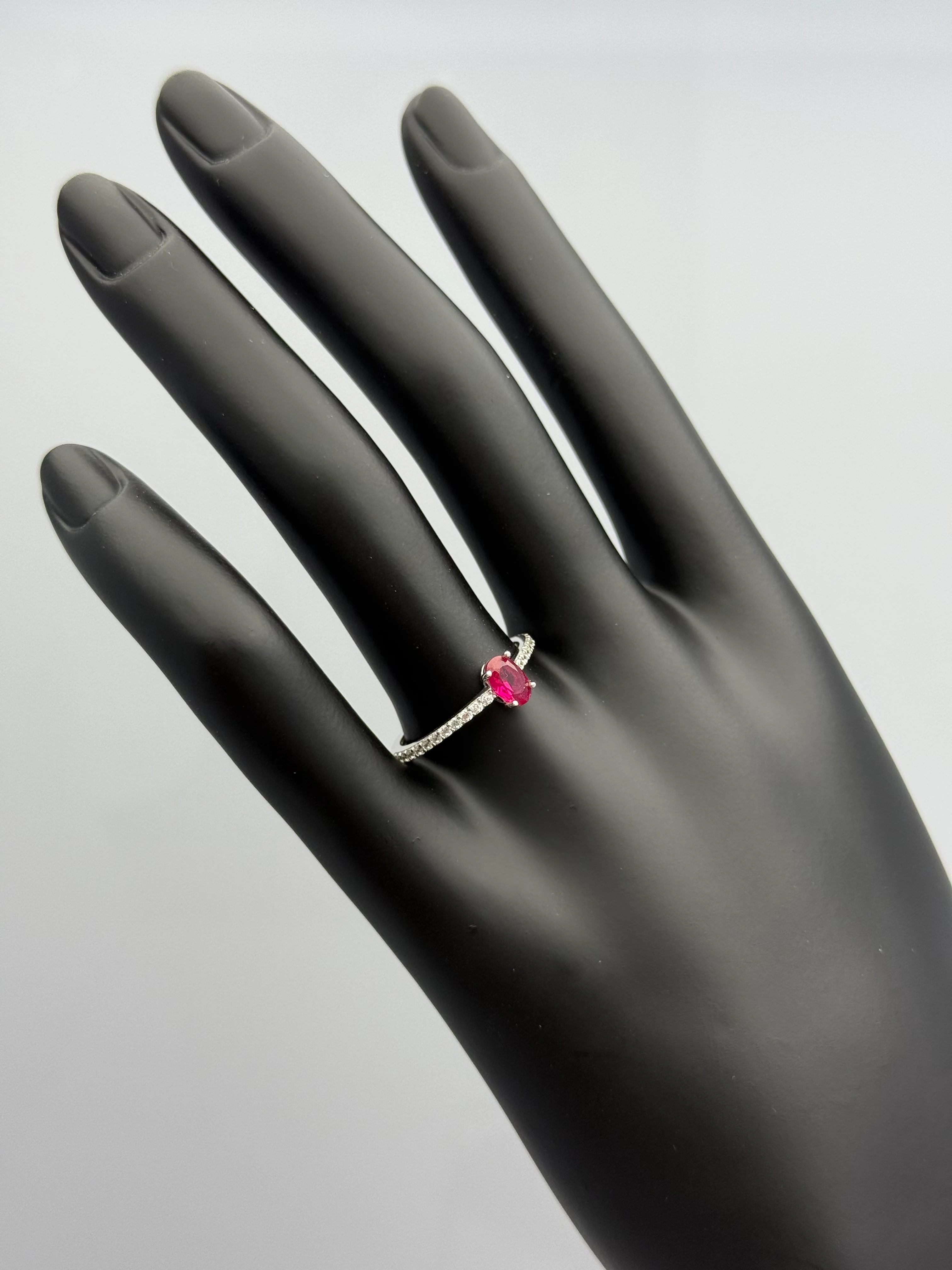 Rosalie Beyaz Altın Yüzük - Pembe