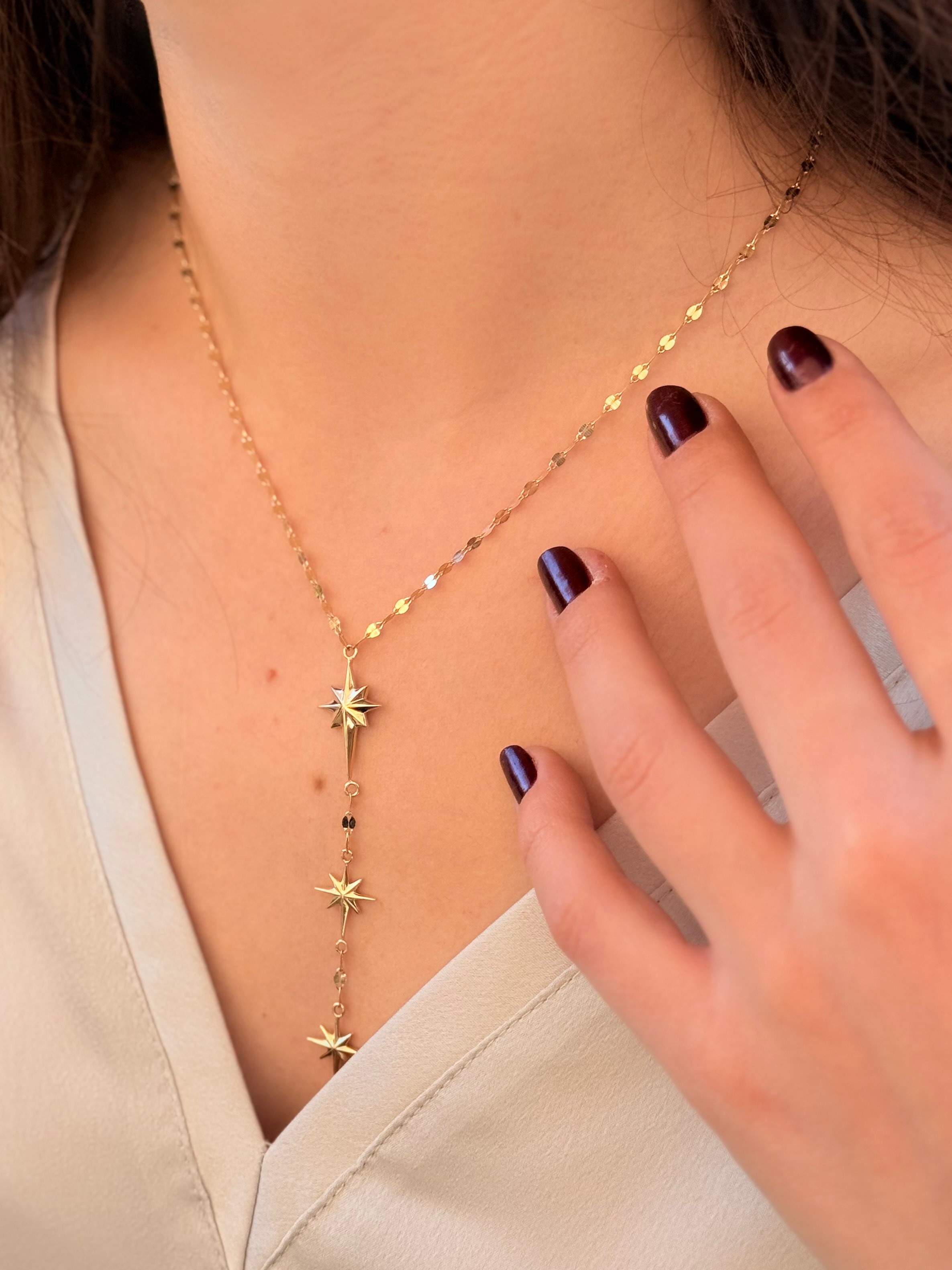 Star Uzun Altın Kolye