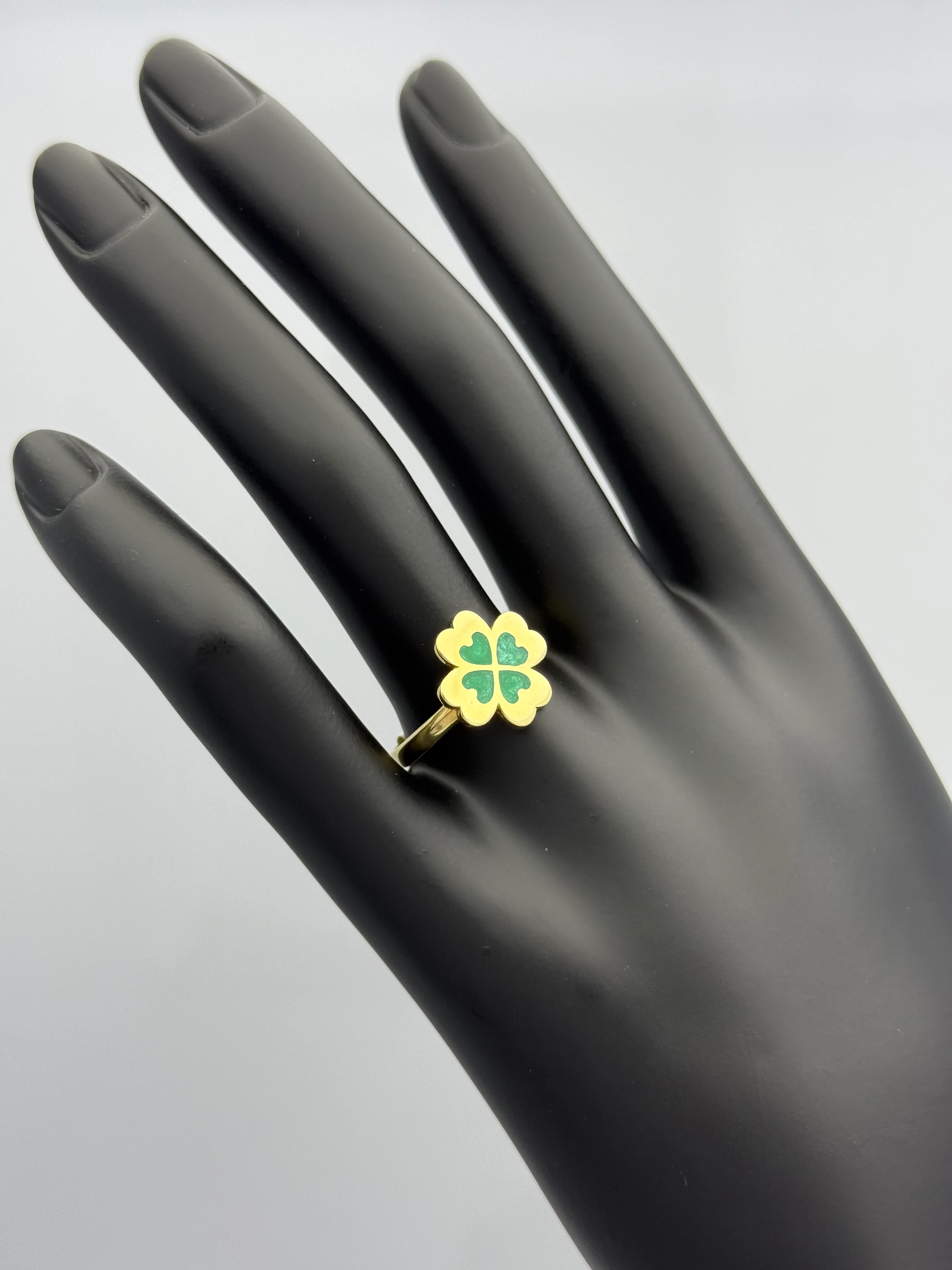 Renkli Mineli Yonca Altın Yüzük