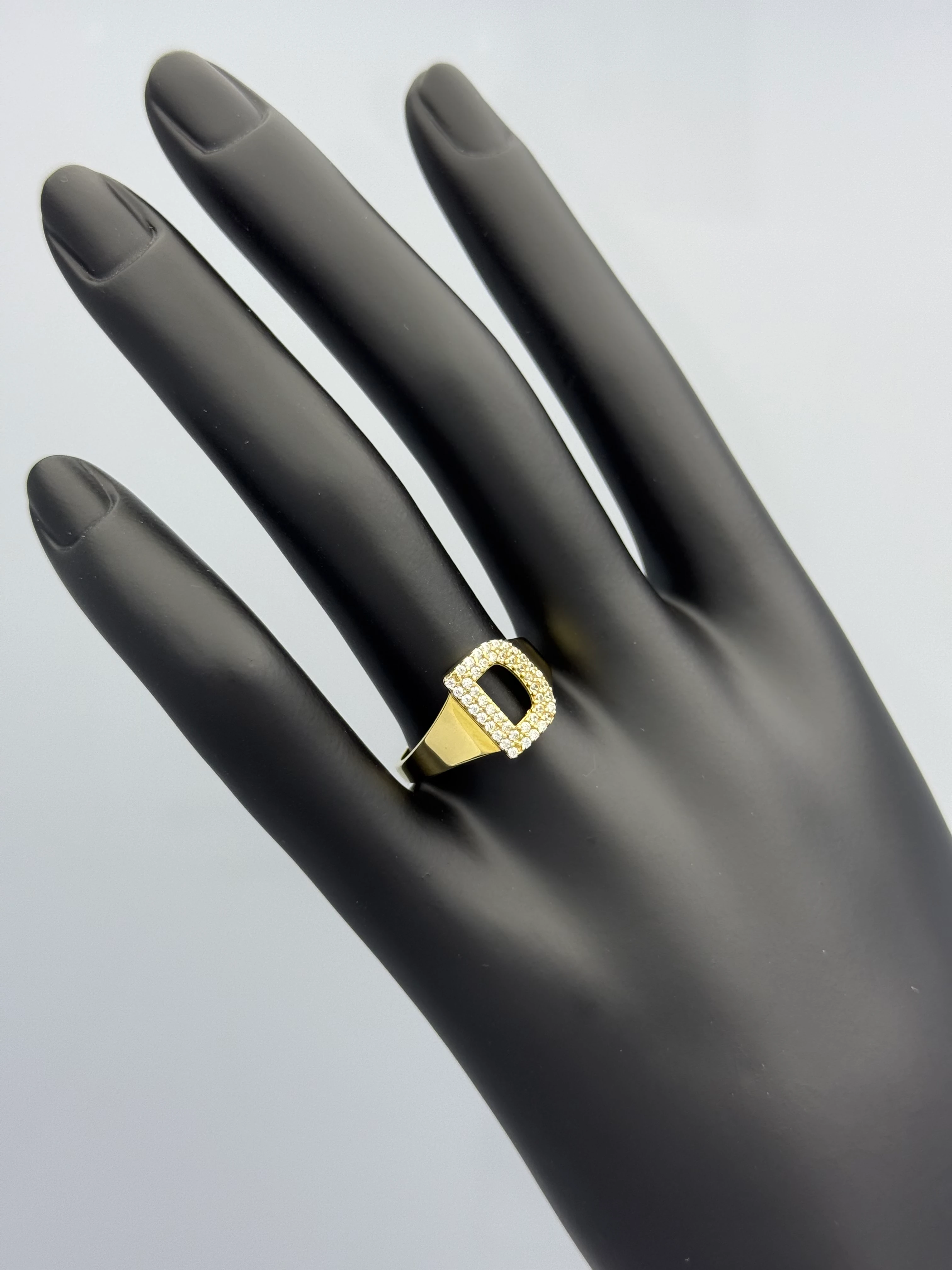 Swarovski Taşlı Harf Altın Yüzük - D (2.18 Gram)