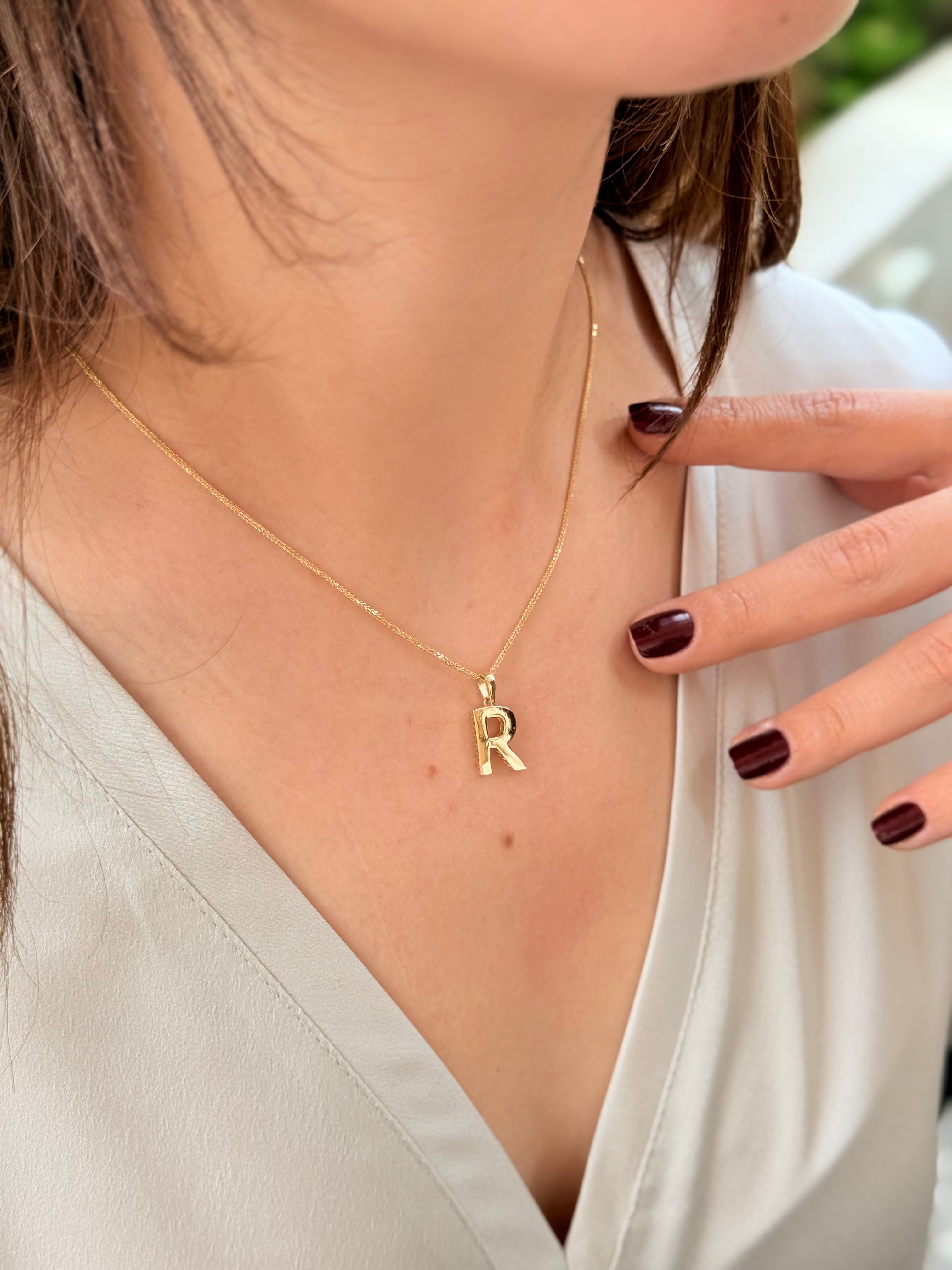 "R" Harf Sade Altın Kolye Ucu