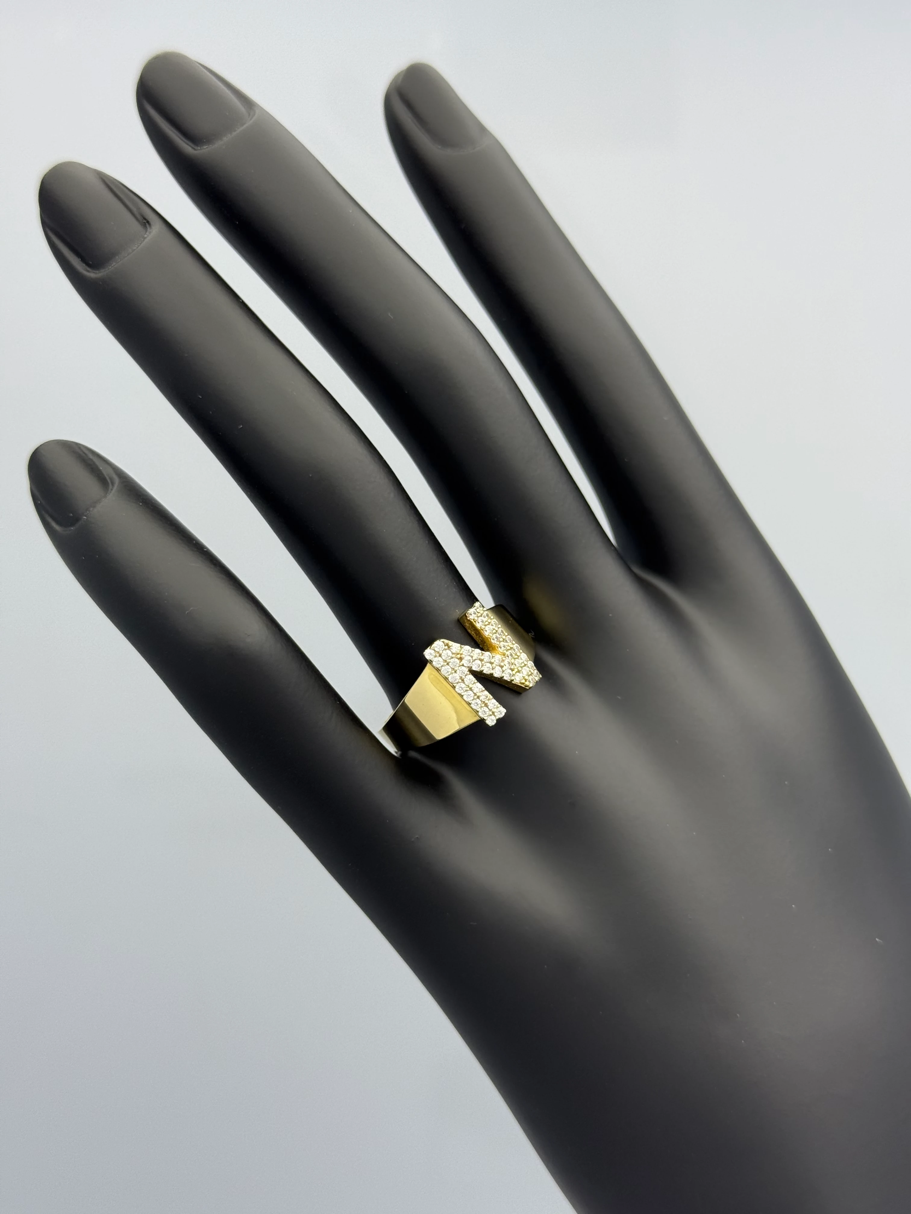 Swarovski Taşlı Harf Altın Yüzük - N (2.49 Gram)