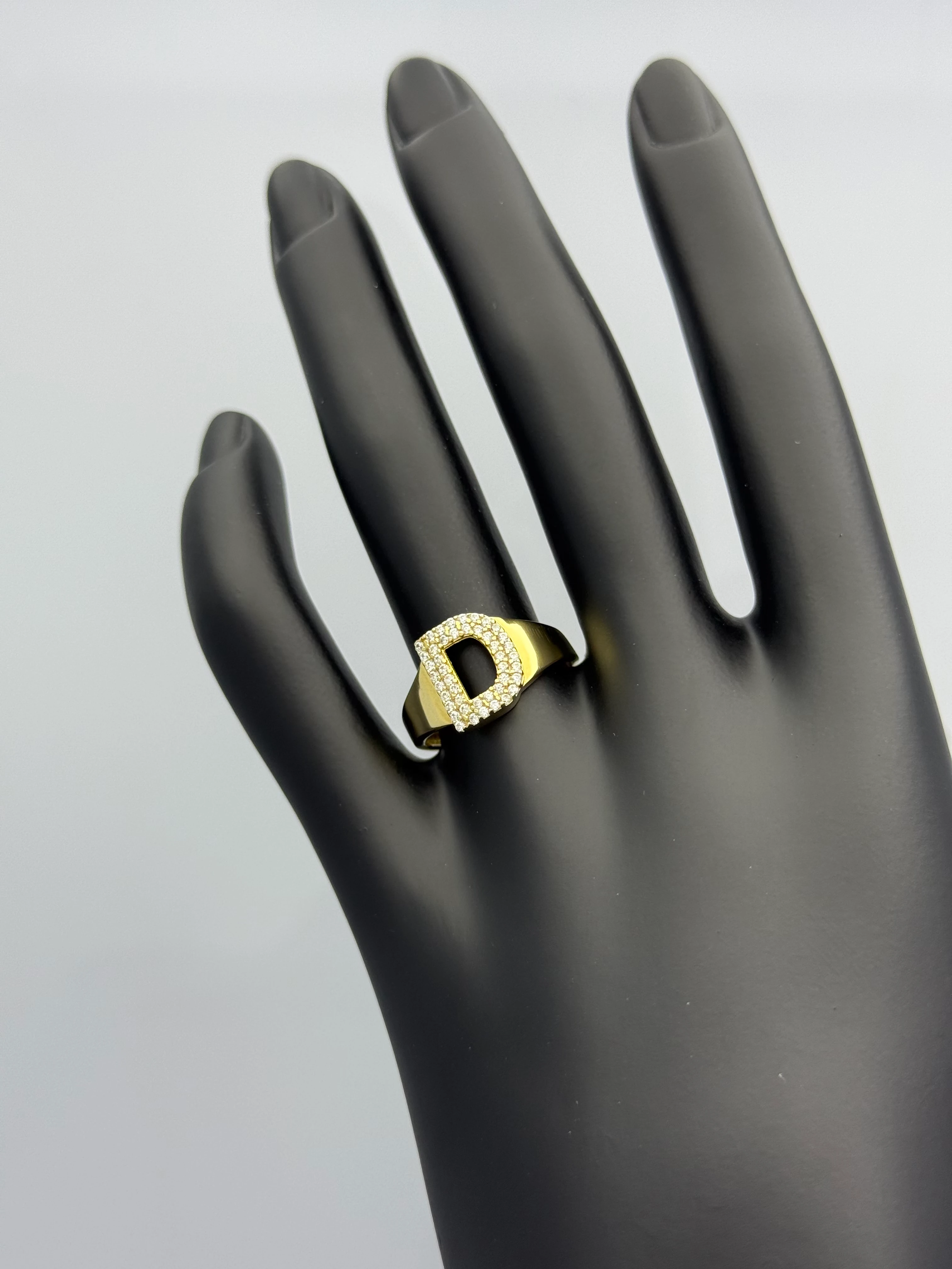 Swarovski Taşlı Harf Altın Yüzük - D (2.18 Gram)