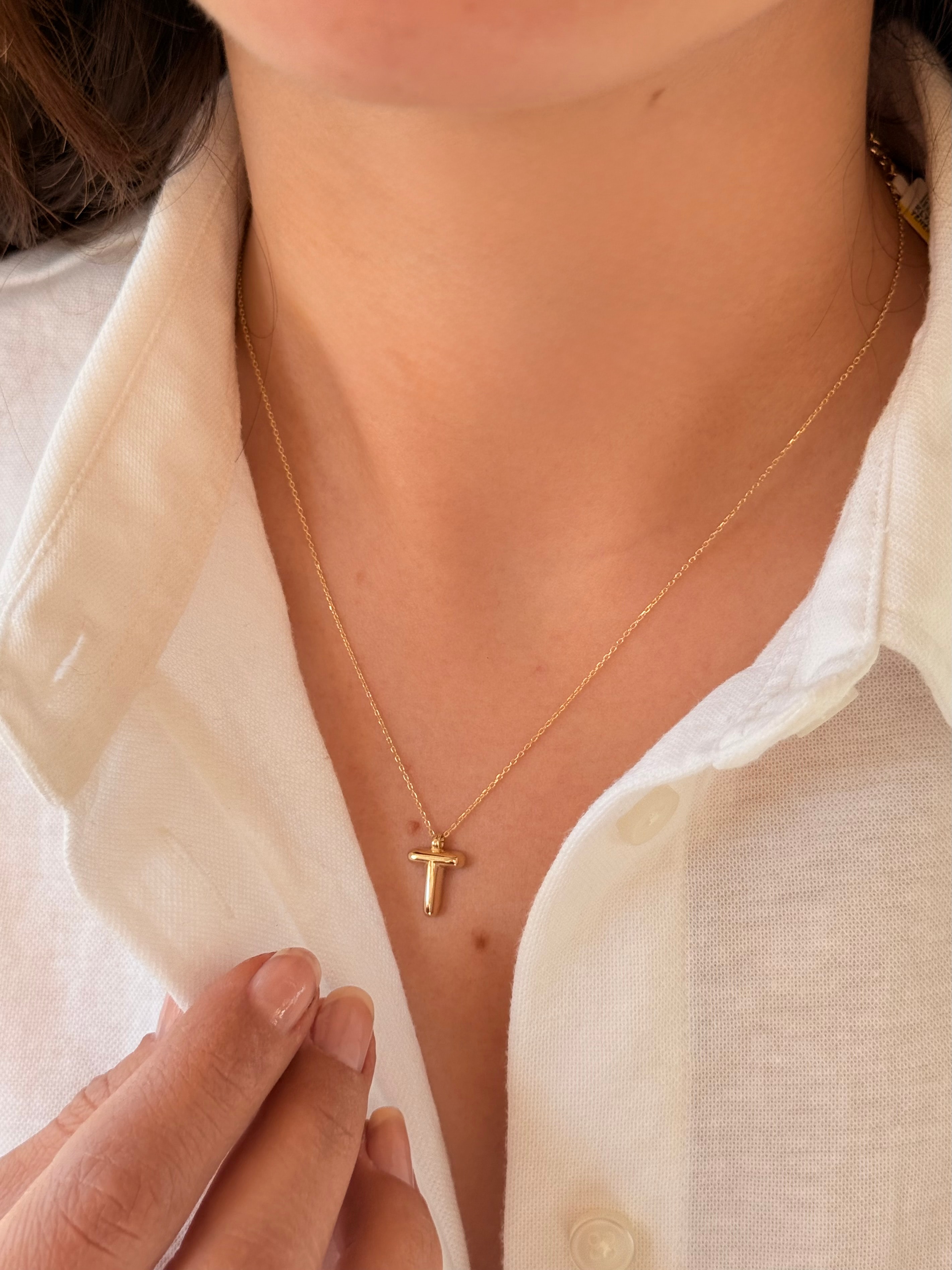 "T" Balon Harf Altın Kolye