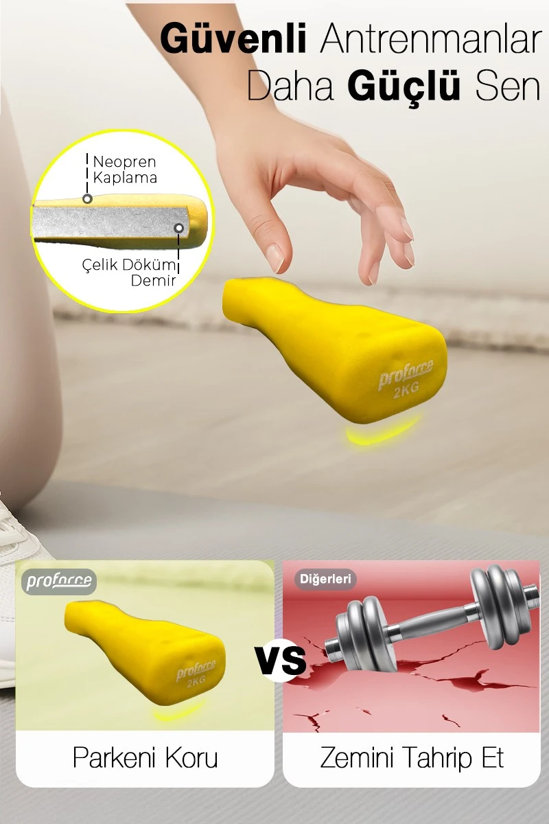 PROFORCE NEOPRENE DUMBEL 2 Kg -Tek Adet NDB2