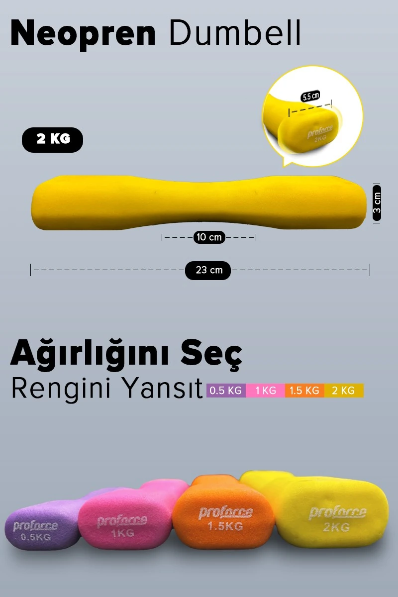 PROFORCE NEOPRENE DUMBEL 2 Kg -Tek Adet NDB2