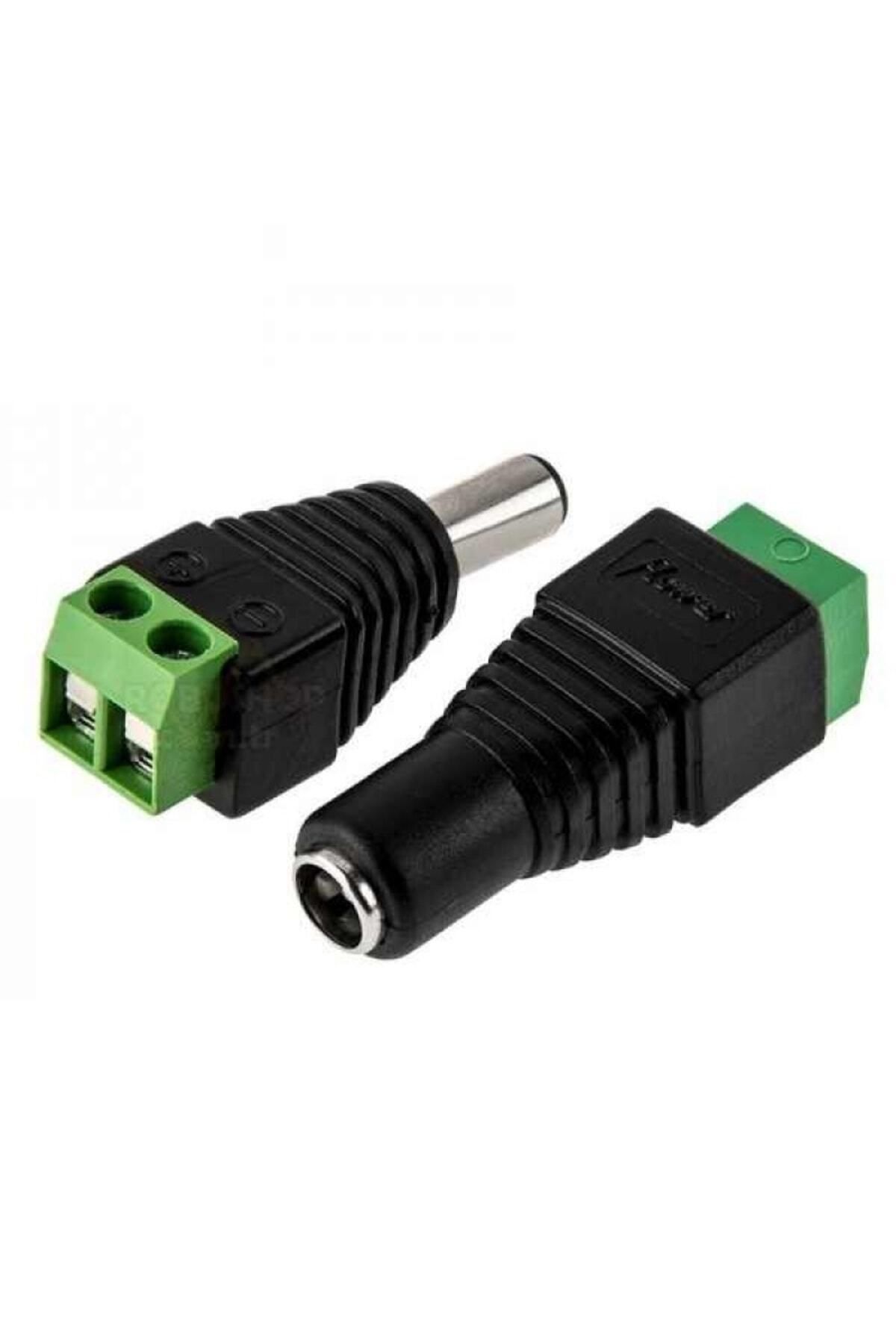 2.1mm Dc Power Dişi Jak Klemensli Erkek Jack Cctv Konnektör Toplam 4 Parça